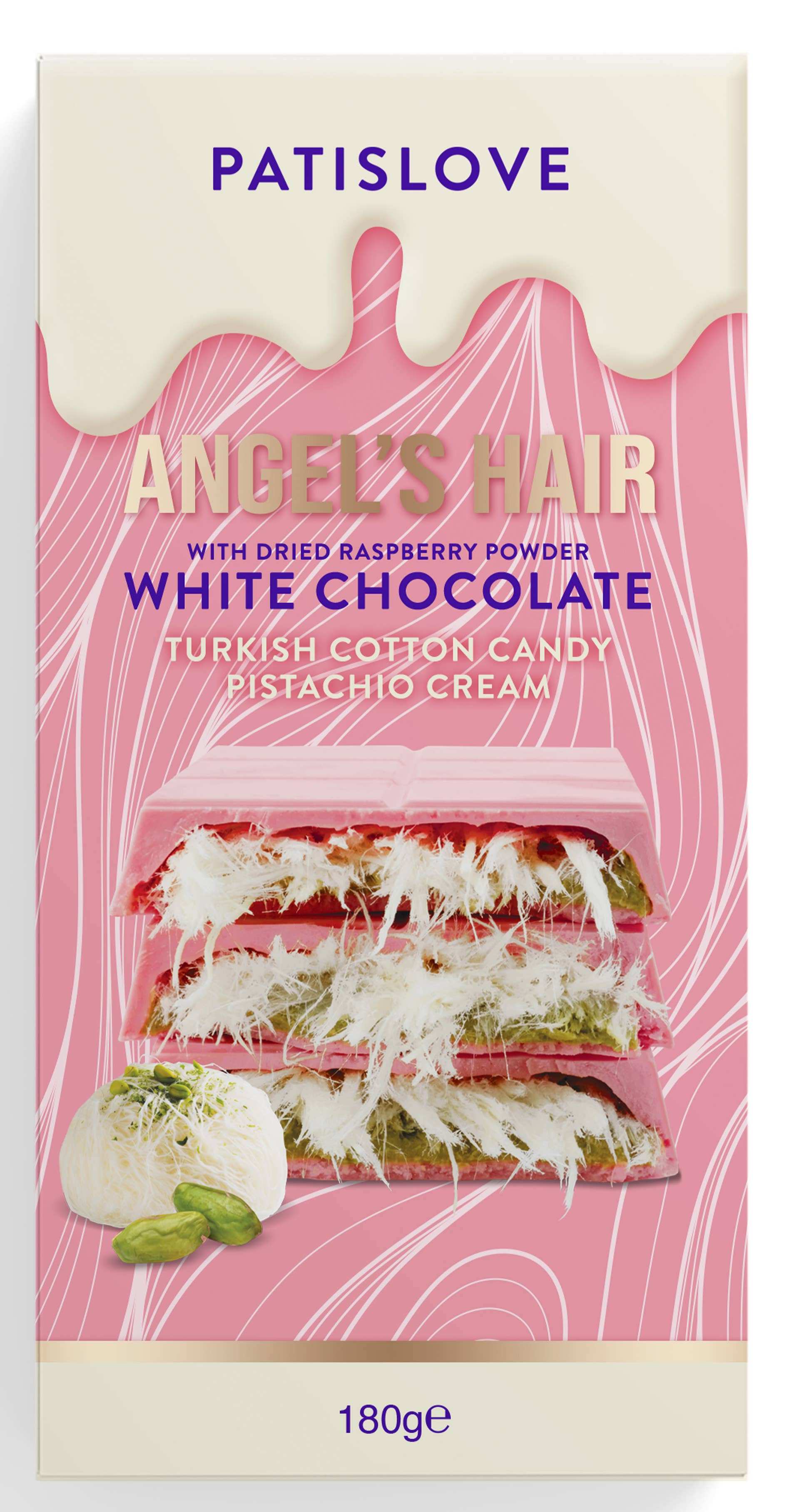 Dubai Angel Hair White Raspberry Chocolate Bar – 180g 6.35oz - Swiss Chocolate Co.