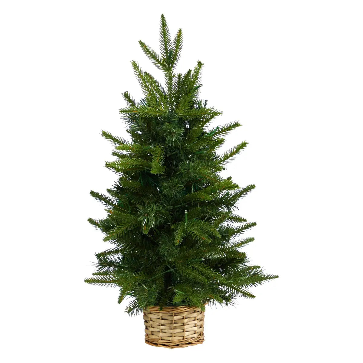 2’ Artificial Christmas Tree with 35 Clear LED Lights in Decorative Basket - Green - Nearly Natural