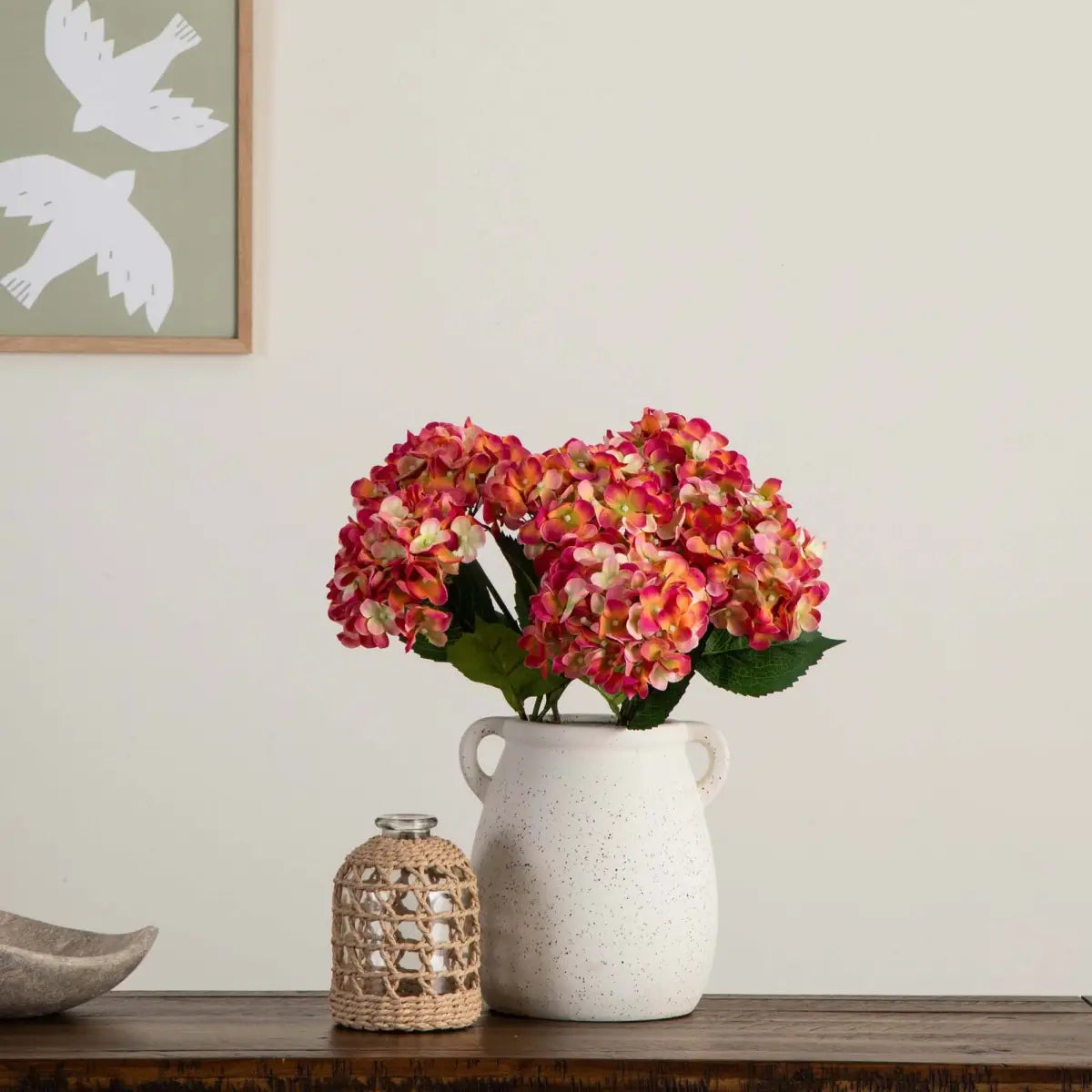 20’’ Artificial Hydrangea Flower Stems- Set of 3 - Nearly Natural