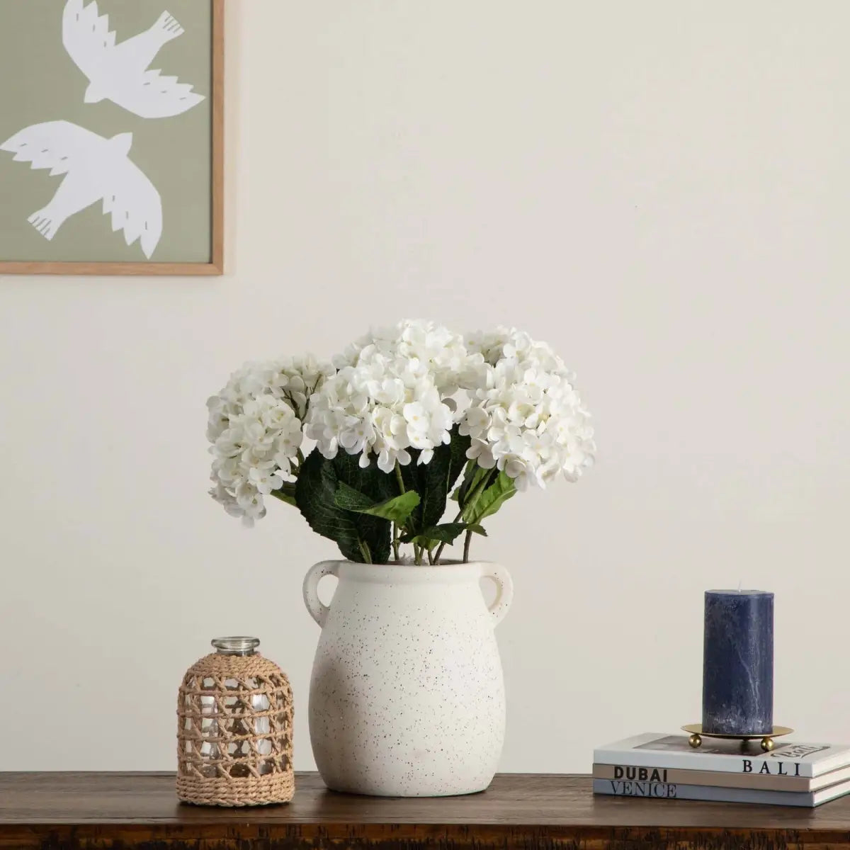 20’’ Artificial Hydrangea Flower Stems- Set of 3 - Nearly Natural