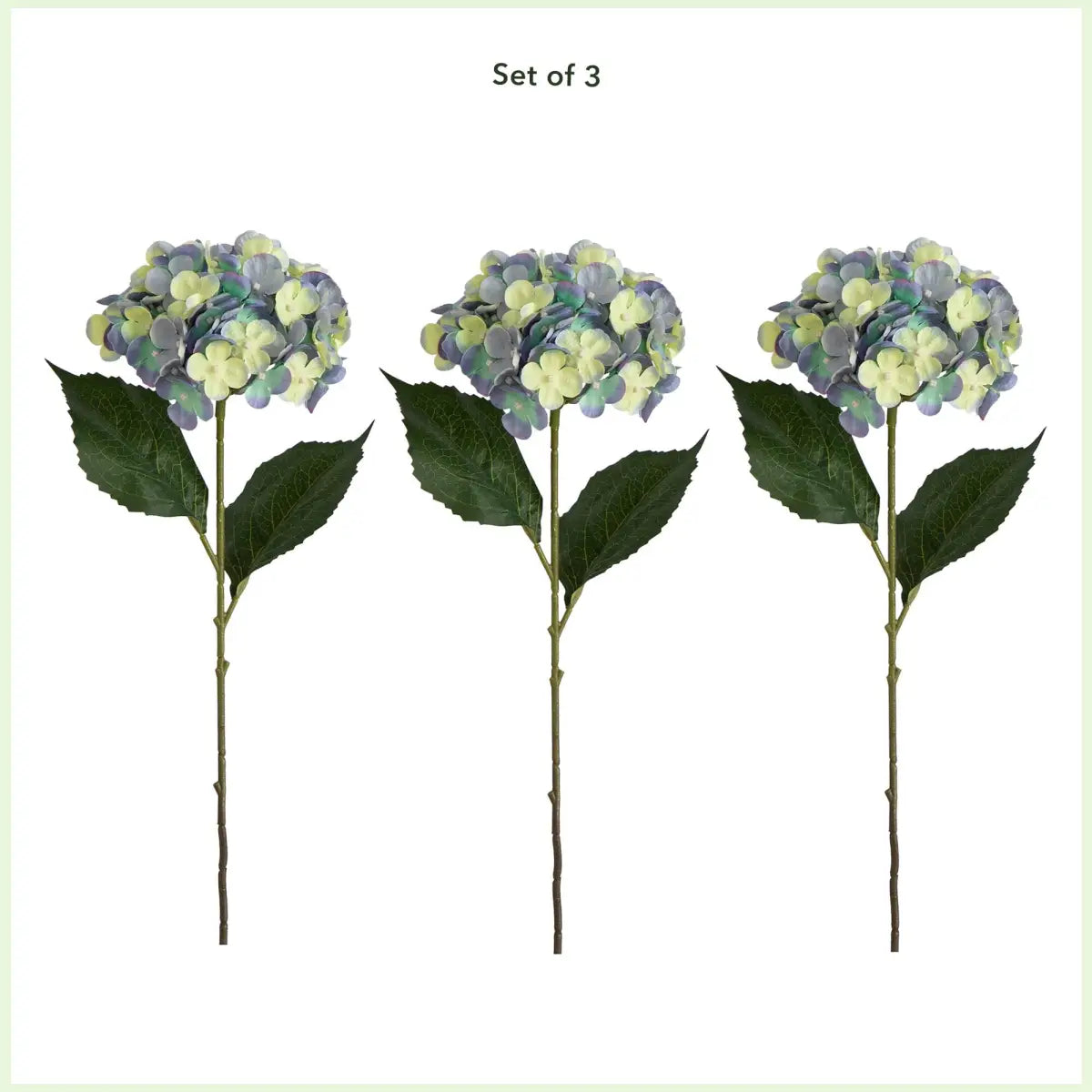 20’’ Artificial Hydrangea Flower Stems- Set of 3 - Nearly Natural