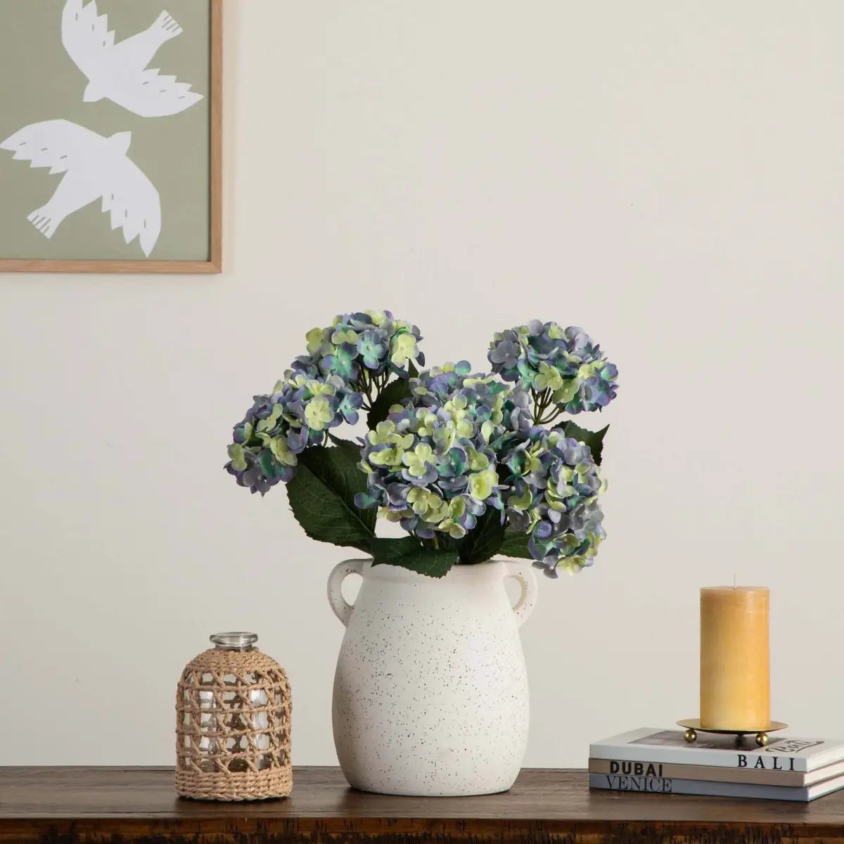20’’ Artificial Hydrangea Flower Stems- Set of 3 - Nearly Natural