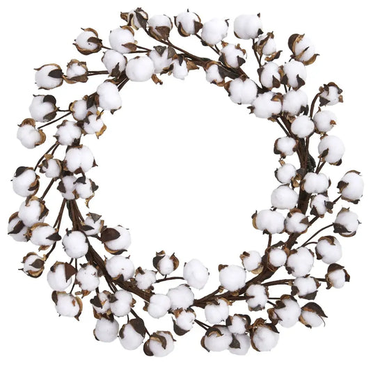20” Cotton Ball Wreath - Nearly Natural
