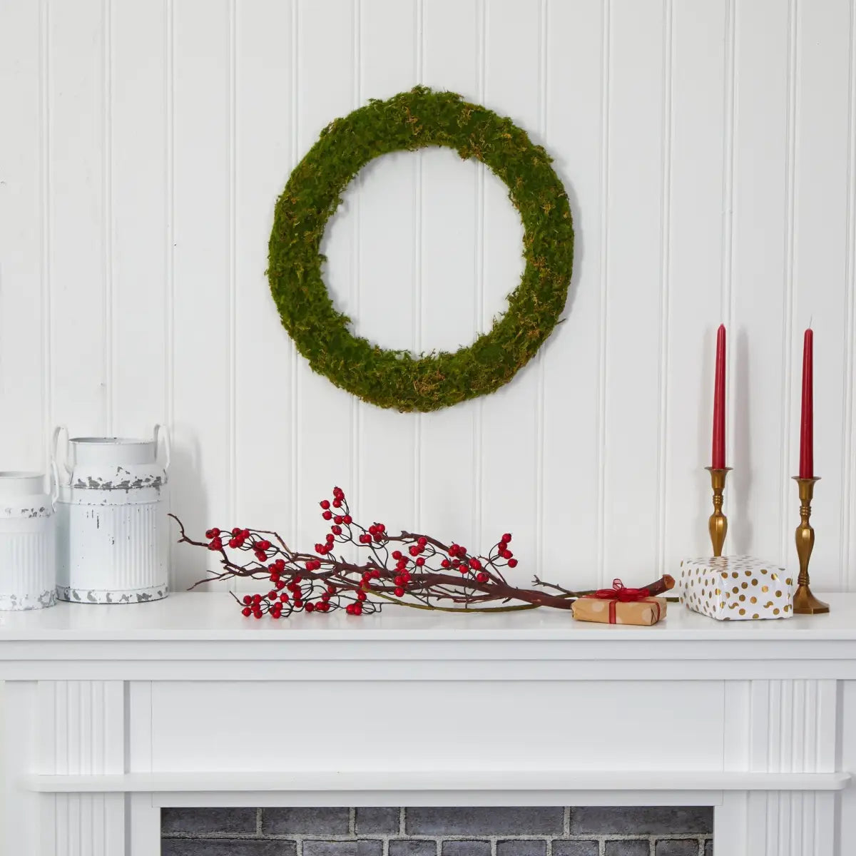 20” Moss Artificial Wreath - Nearly Natural