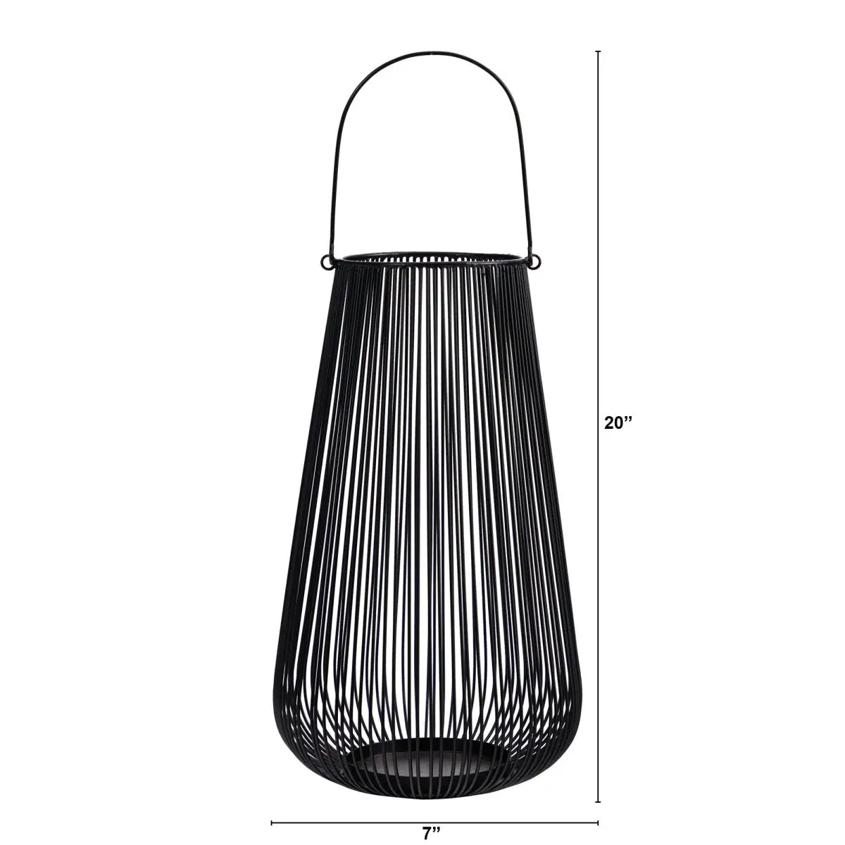 20” Vintage Black Metal Wire Votive Tea Lantern Candle Holder - Nearly Natural