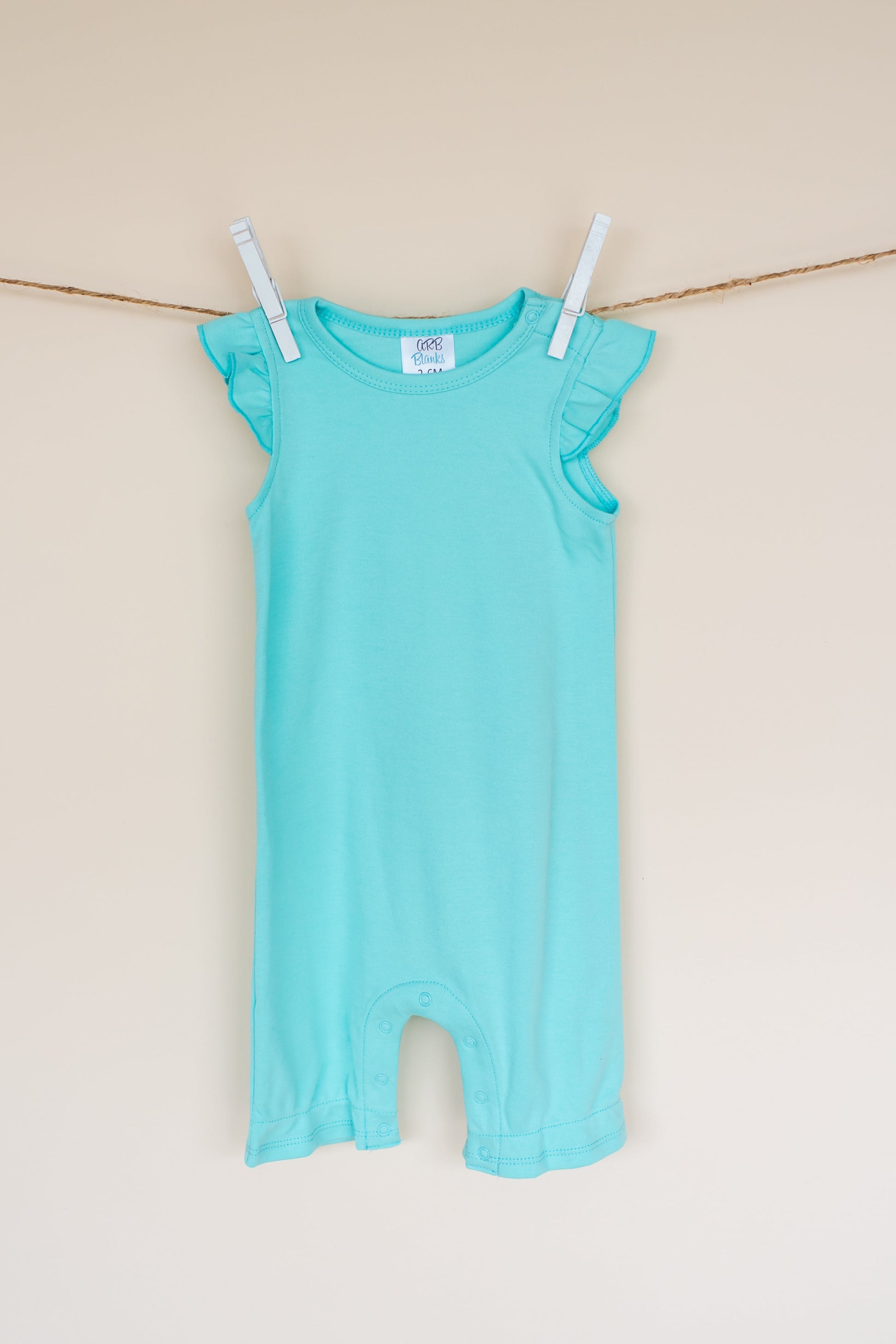 Girl’s Angel Sleeve Rompers - Aruba Blue / 3-6 Month - ARB Blanks