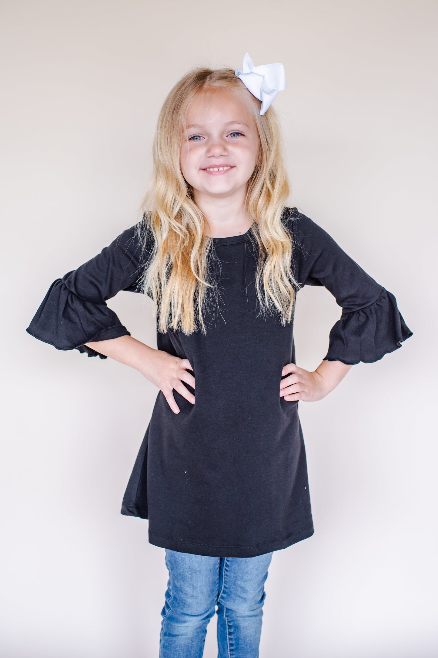 Girl’s Bell Sleeve Tunics - Black / 12M - ARB Blanks