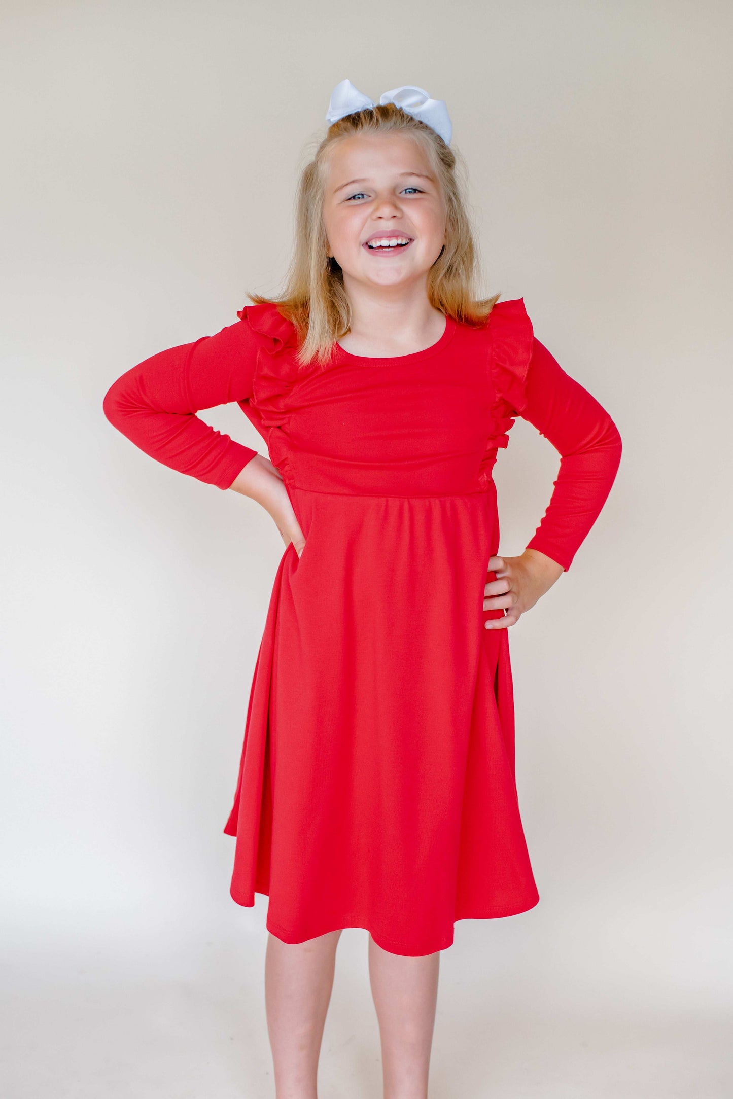 Girl’s Twirl Empire Waist Long Sleeve Dress - ARB Blanks
