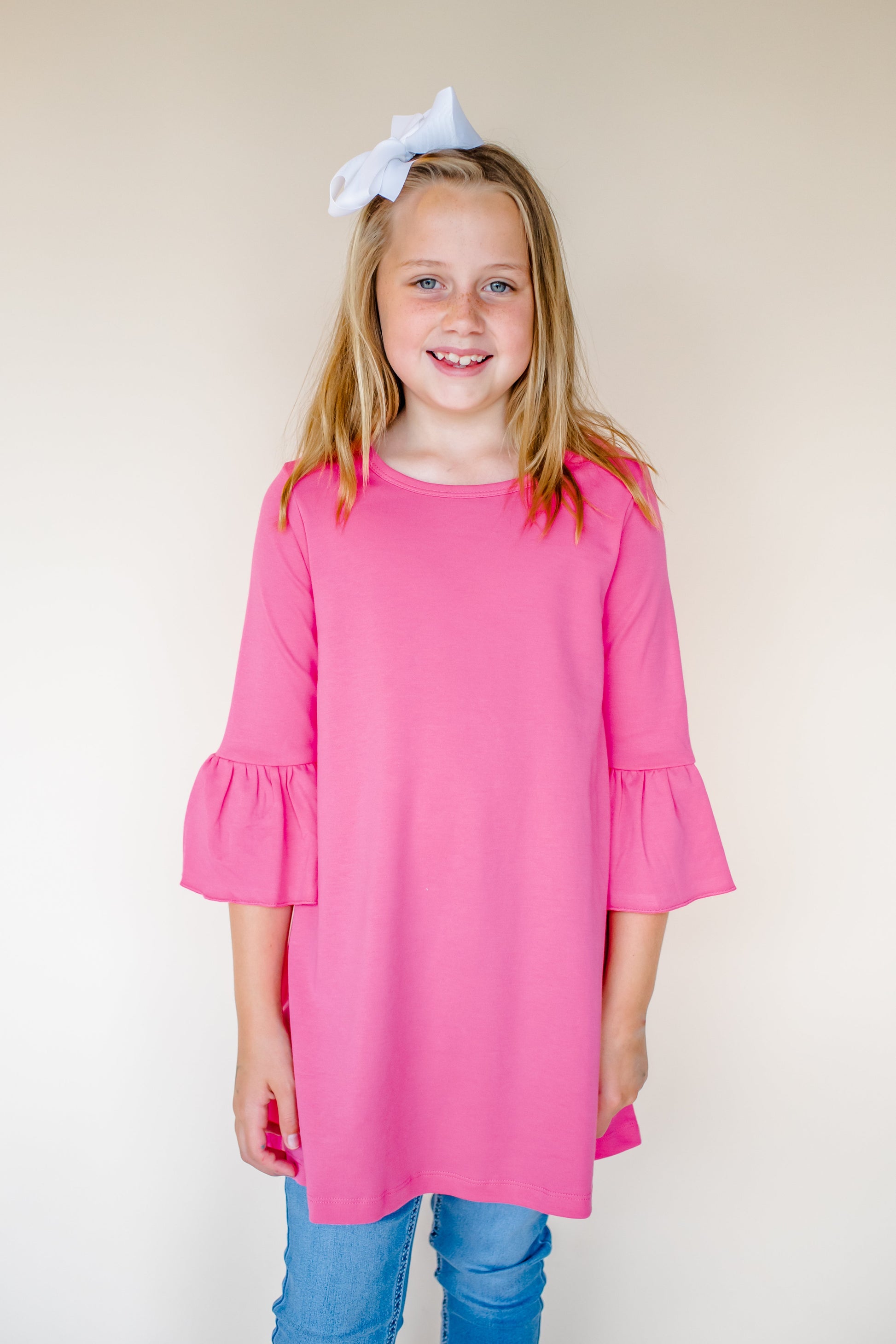 Girl’s Bell Sleeve Tunics - Hot Pink / 12M - ARB Blanks