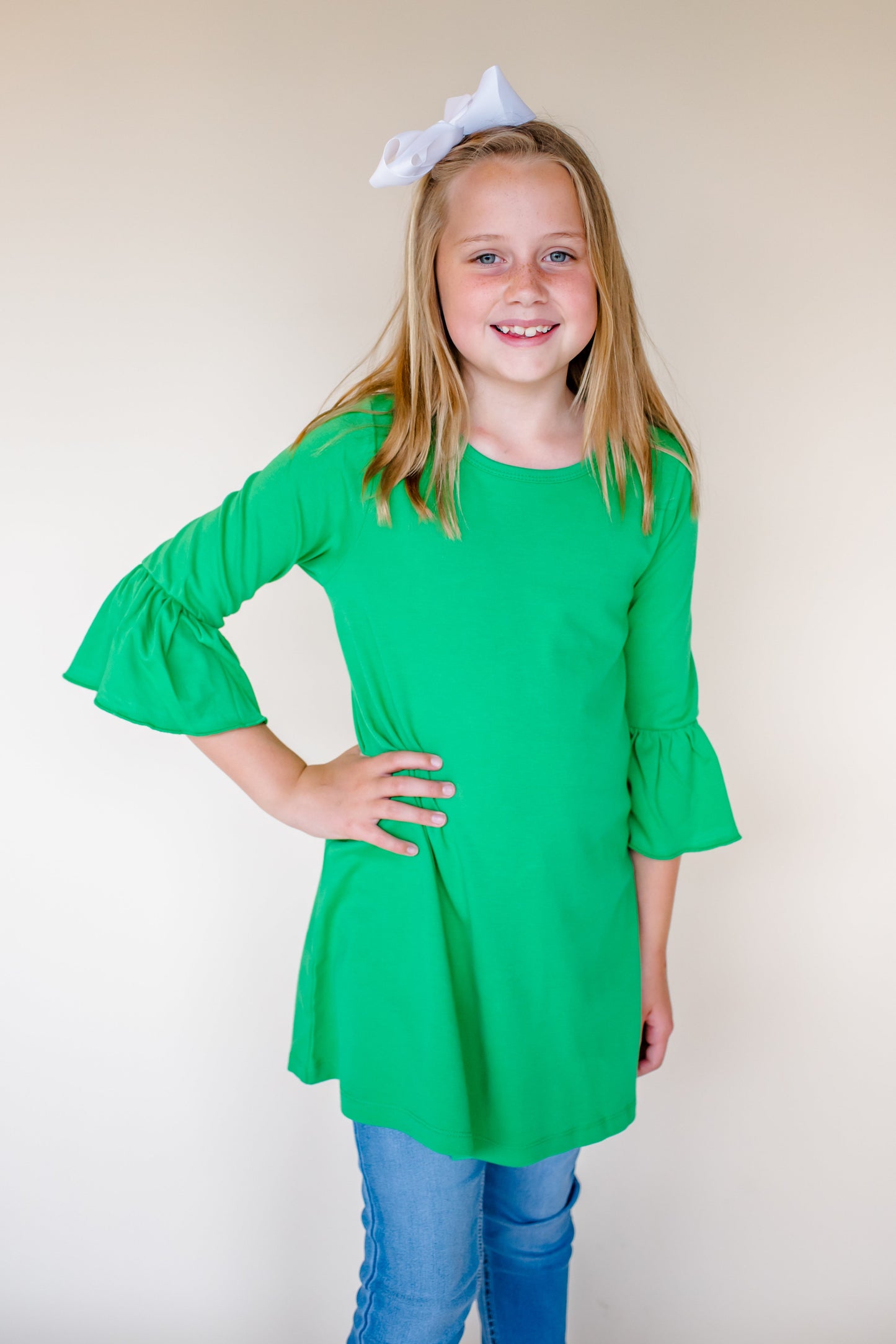 Girl’s Bell Sleeve Tunics - Green / 12M - ARB Blanks