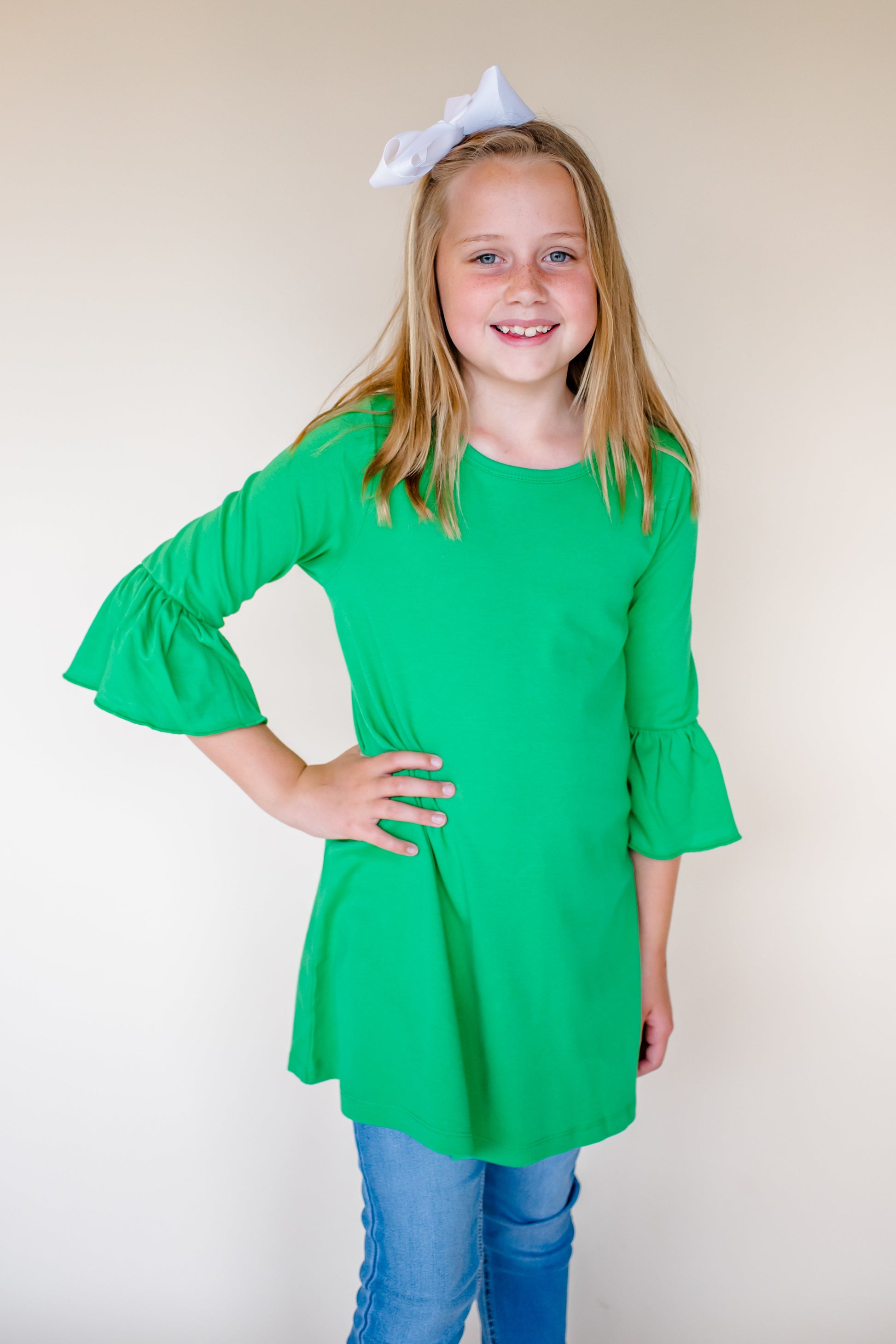 Girl’s Bell Sleeve Tunics - Green / 12M - ARB Blanks
