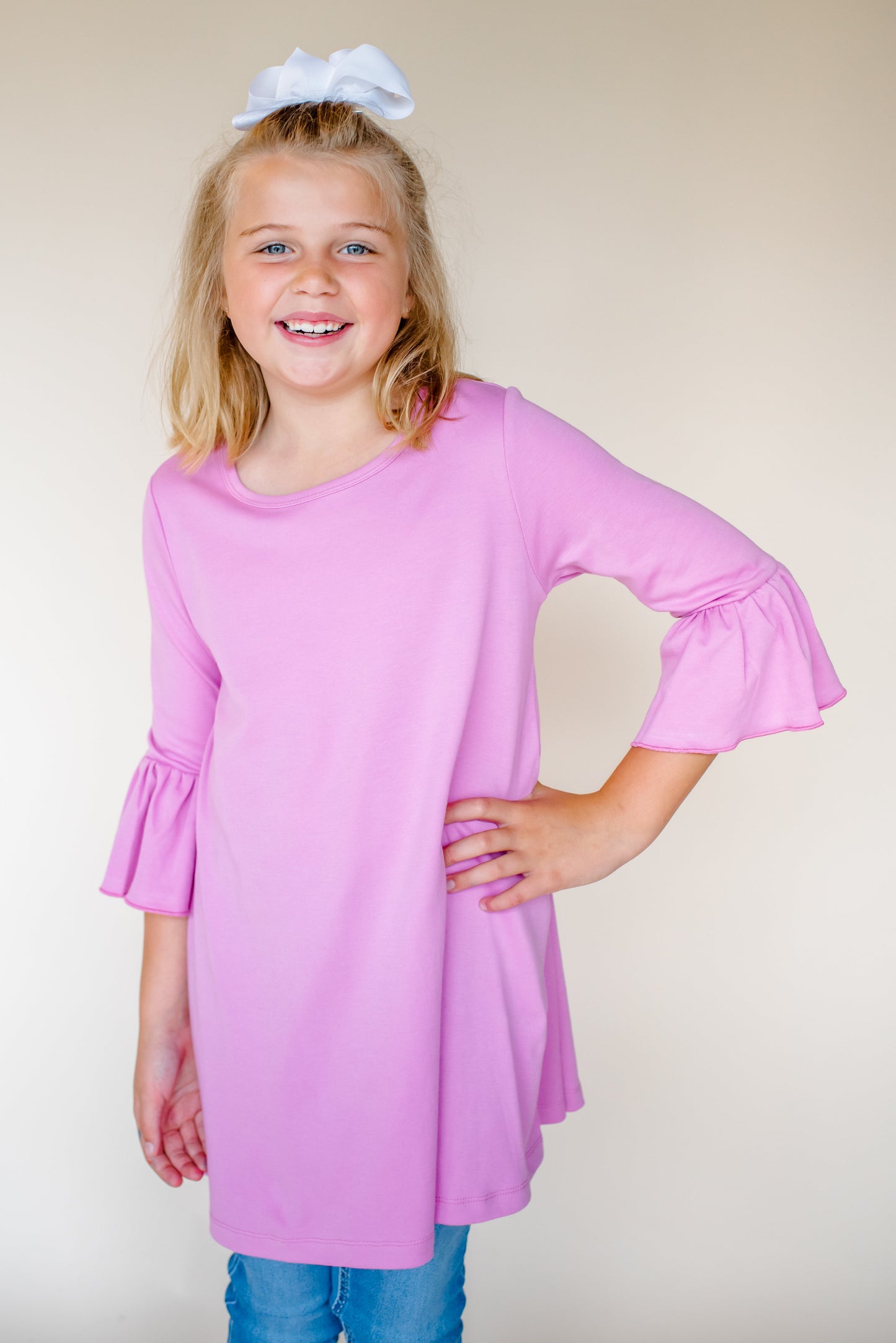 Girl’s Bell Sleeve Tunics - Rose / 12M - ARB Blanks
