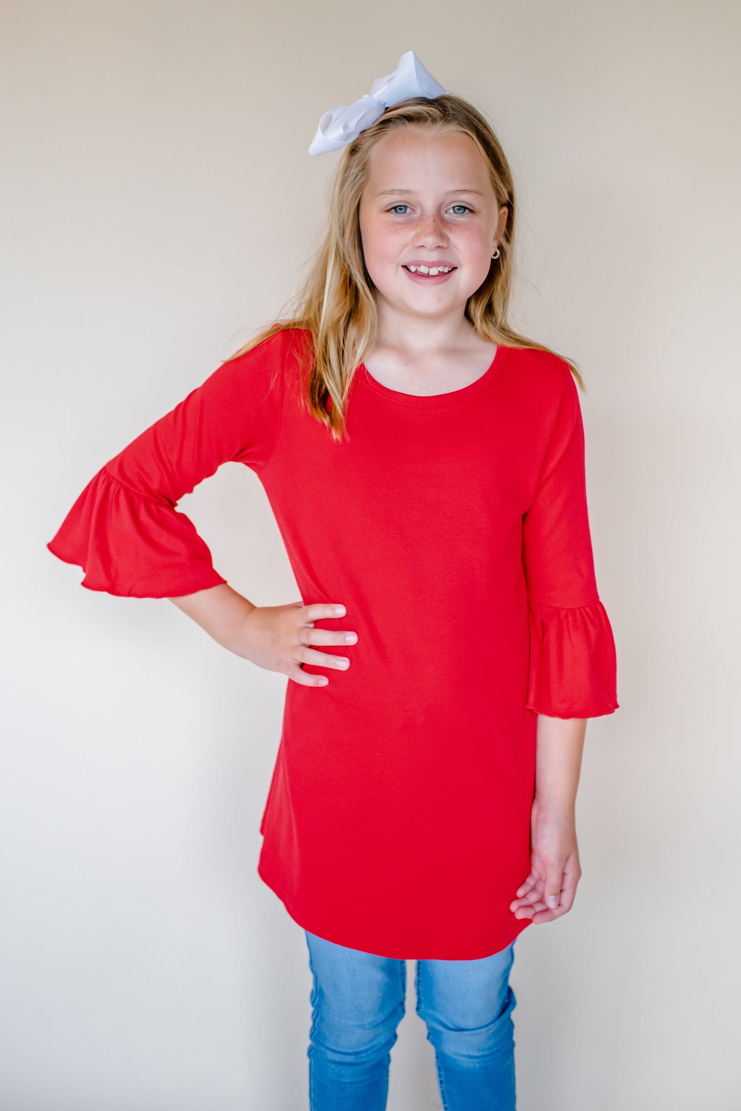Girl’s Bell Sleeve Tunics - Red / 12M - ARB Blanks