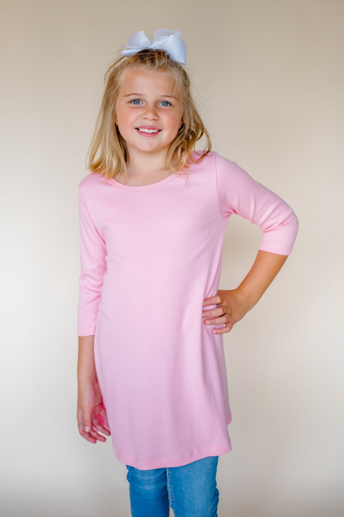 Girl’s Straight Sleeve Tunics - Bubble Gum Pink / 12M - ARB Blanks