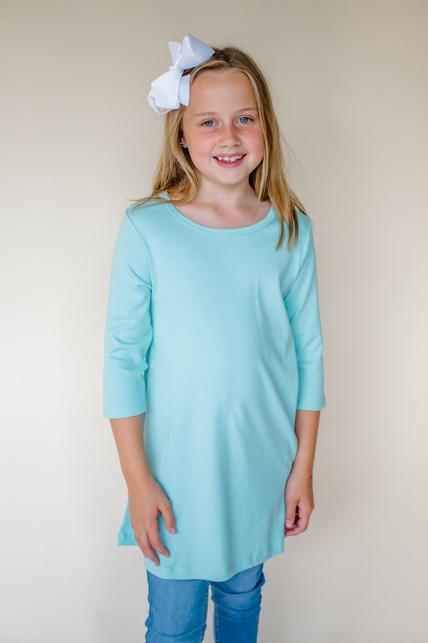 Girl’s Straight Sleeve Tunics - Sky Blue / 12M - ARB Blanks