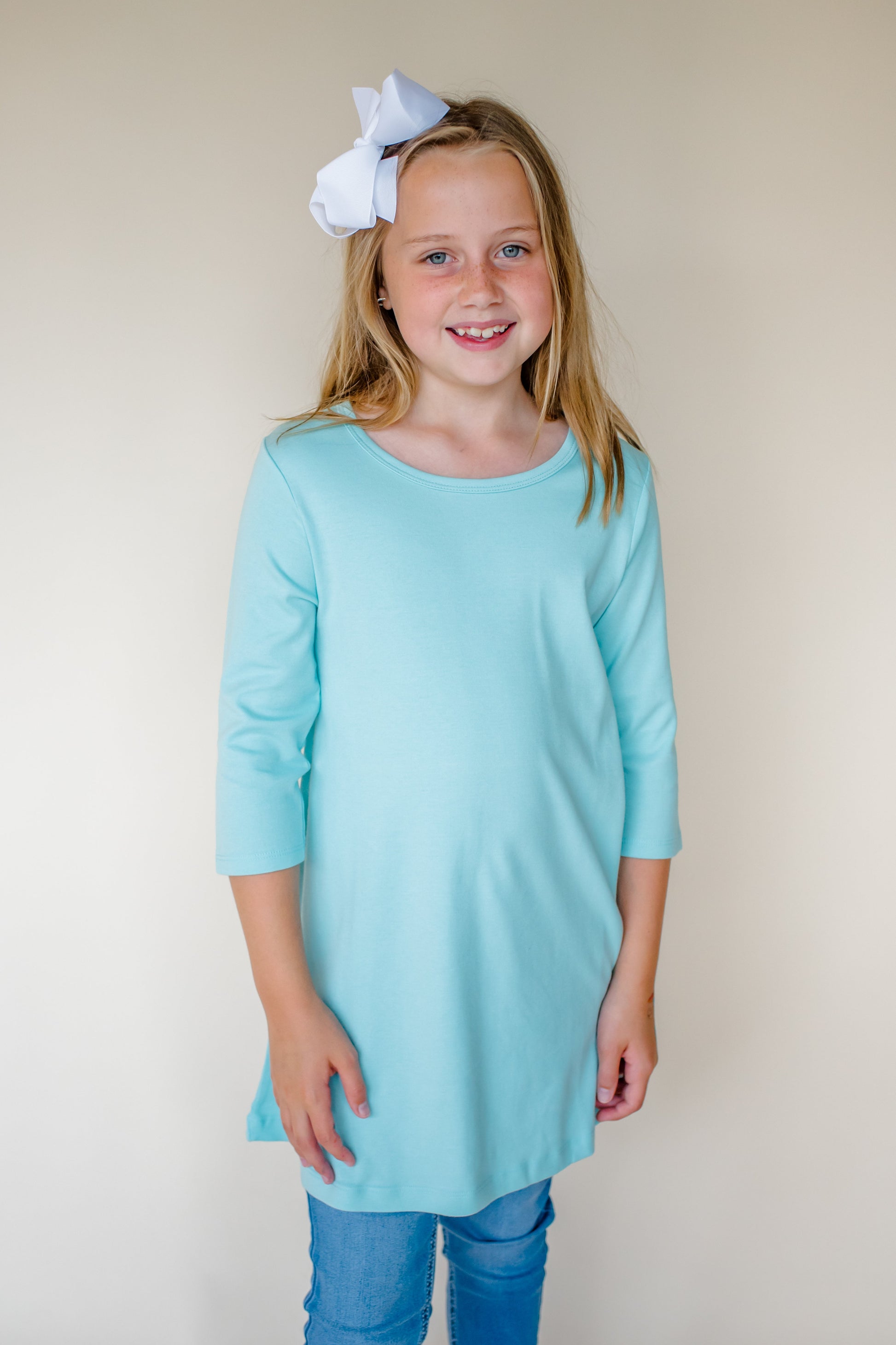 Girl’s Straight Sleeve Tunics - Sky Blue / 12M - ARB Blanks