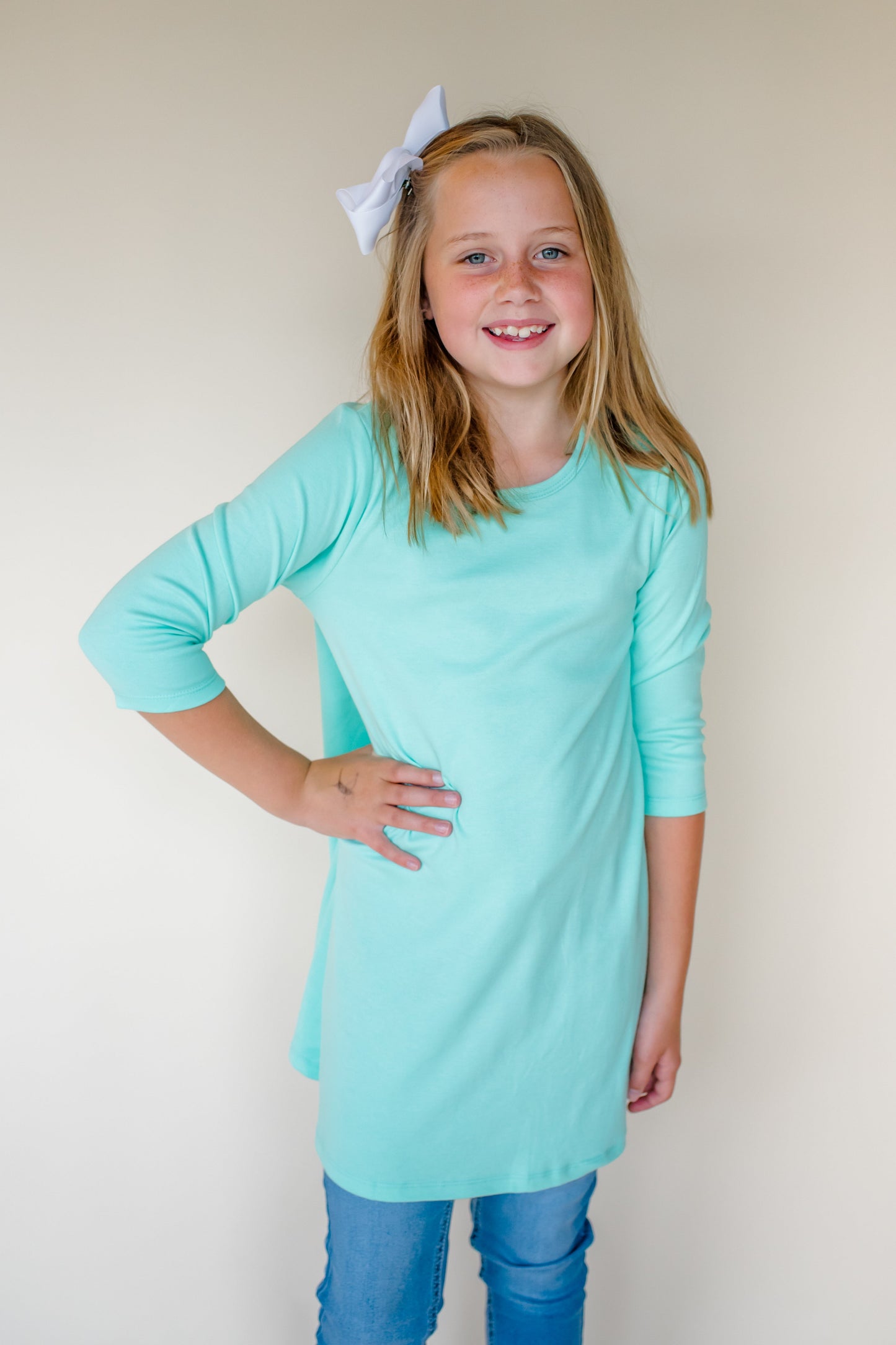 Girl’s Straight Sleeve Tunics - Seafoam / 12M - ARB Blanks