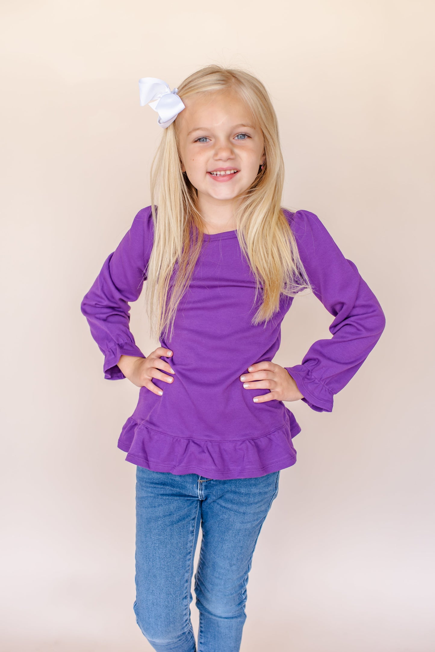 Chemise à volants à manches longues pour fille