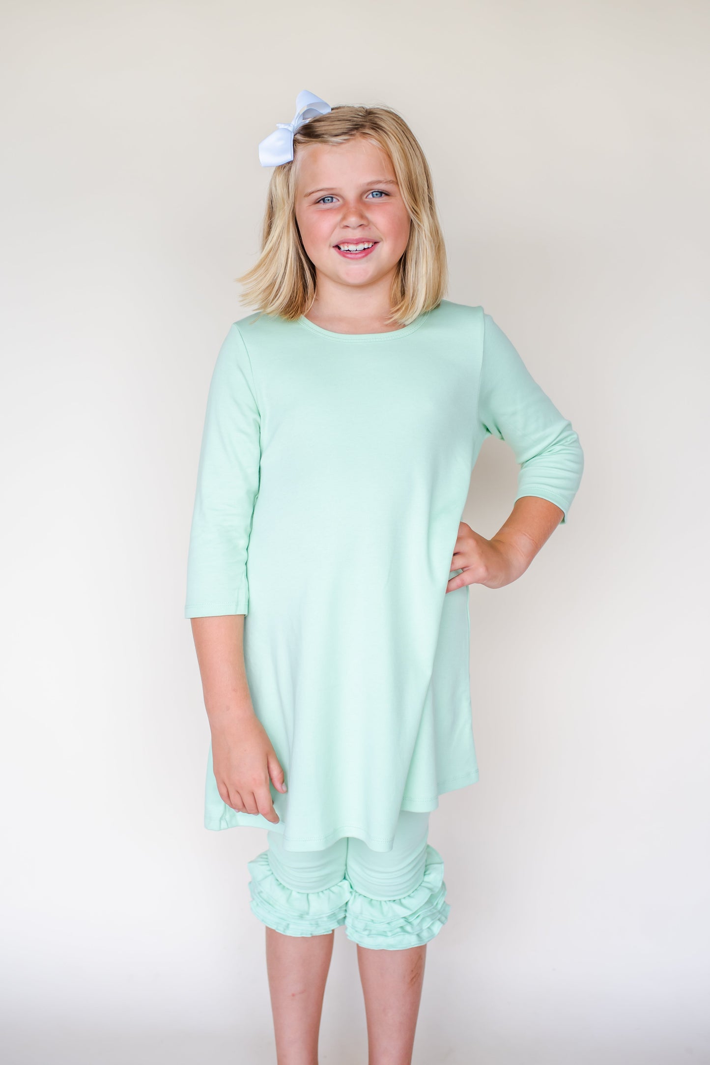 Girl’s Straight Sleeve Tunics - Pastel Green / 12M - ARB Blanks