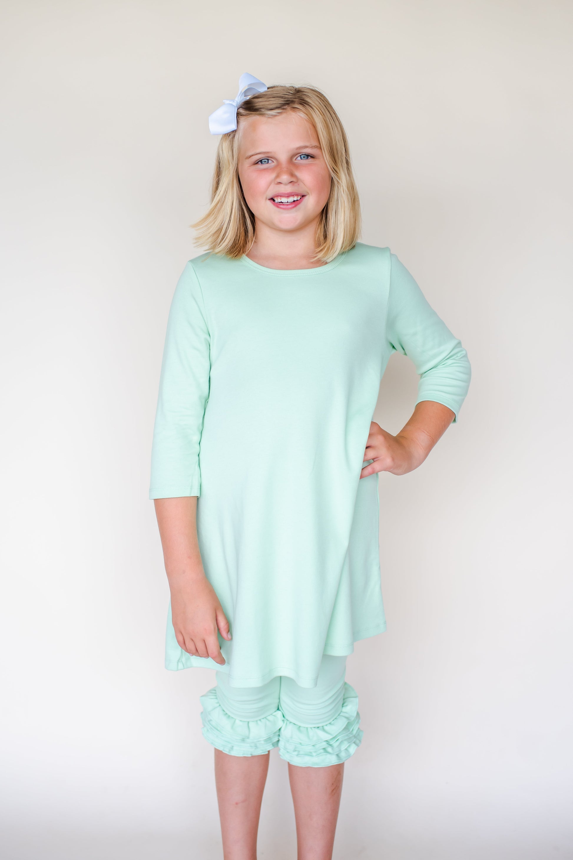 Girl’s Straight Sleeve Tunics - Pastel Green / 12M - ARB Blanks