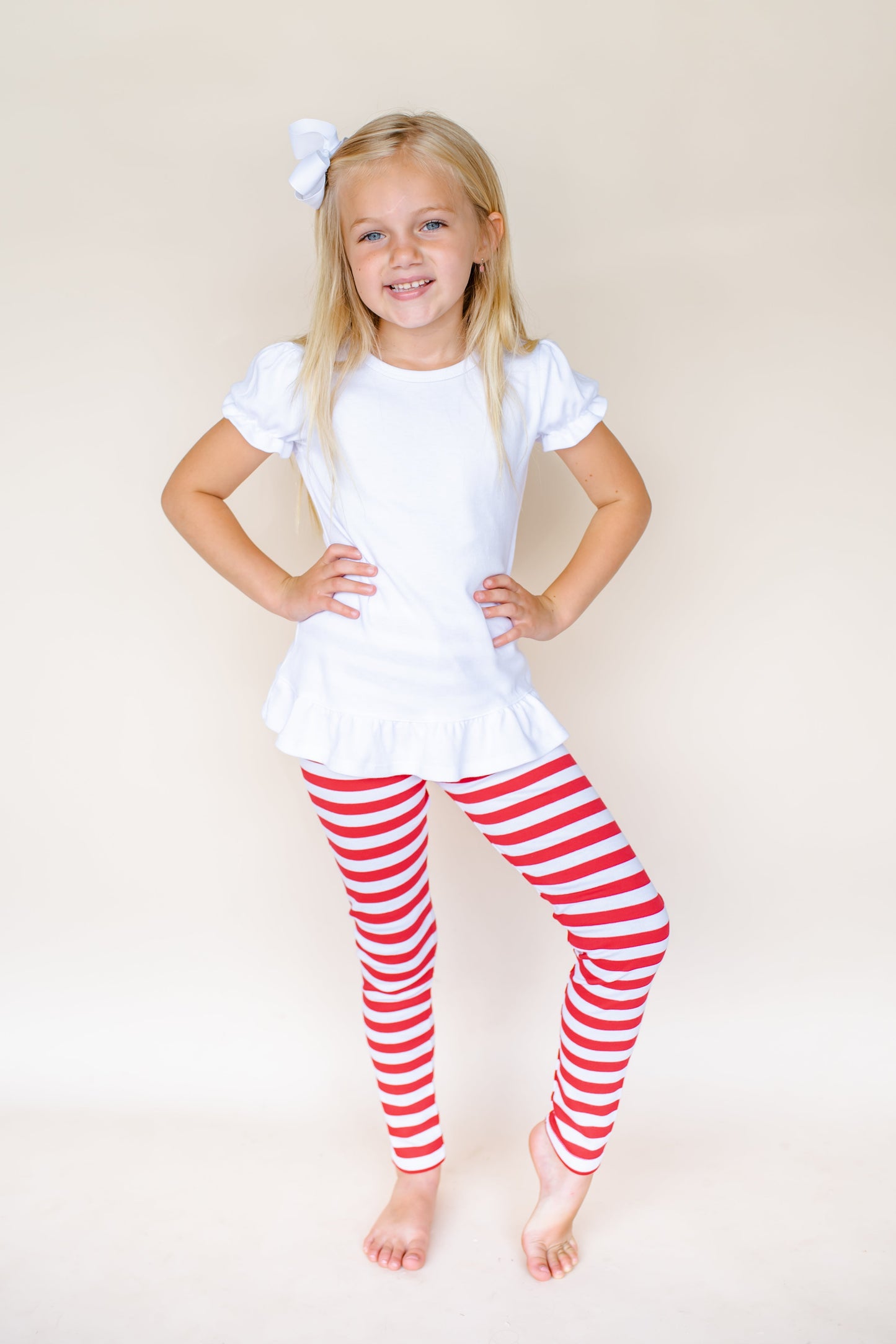 Unisex Striped Leggings - Red & White / 12M - ARB Blanks