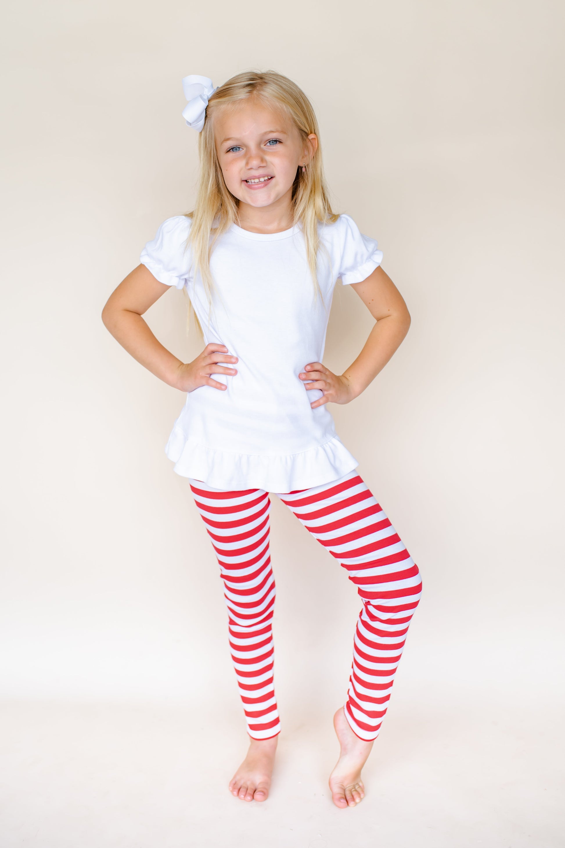 Unisex Striped Leggings - Red & White / 12M - ARB Blanks