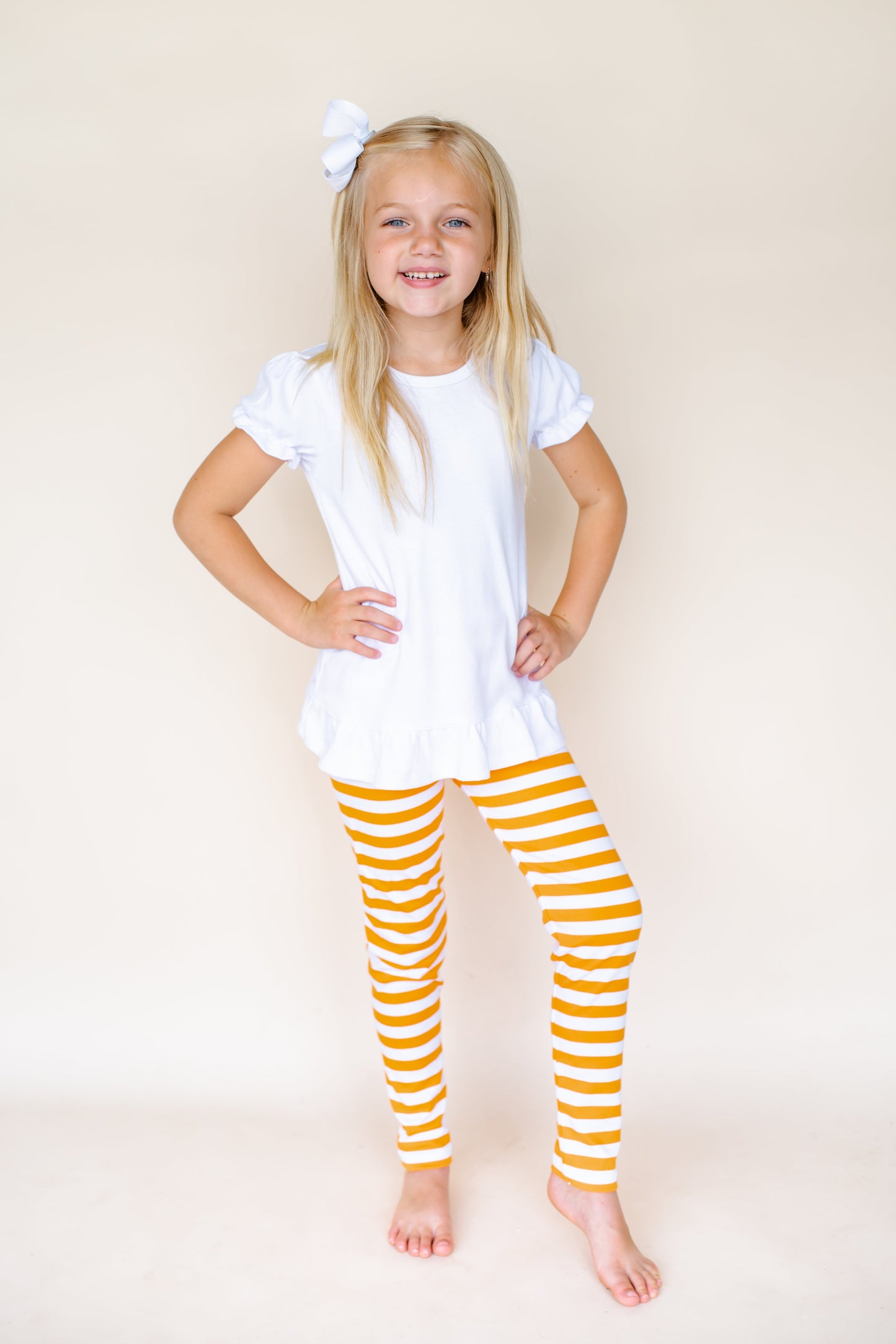 Unisex Striped Leggings - Orange & White / 12M - ARB Blanks
