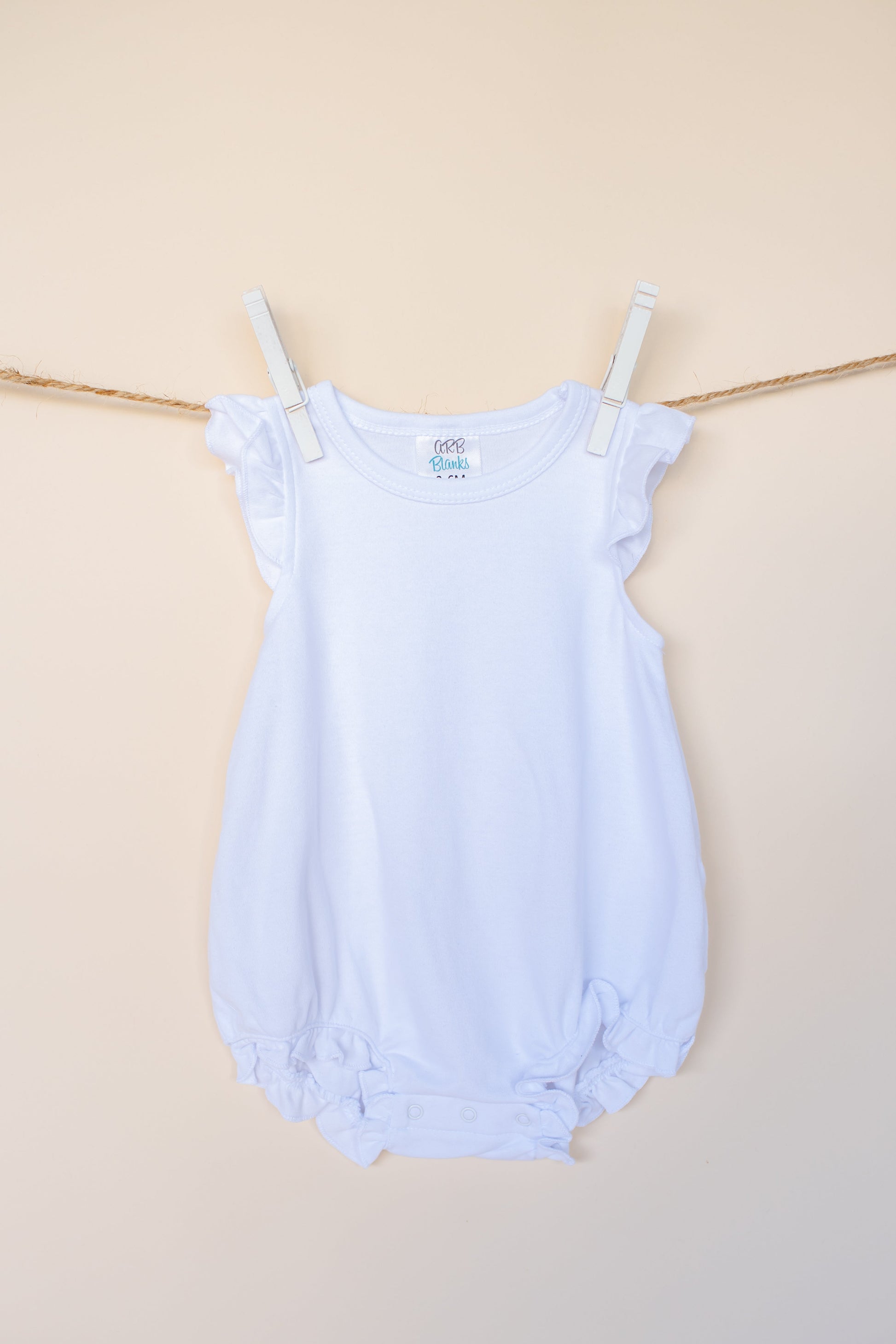 Girl’s Angel Sleeve Bubbles - White / 3-6 Month - ARB Blanks