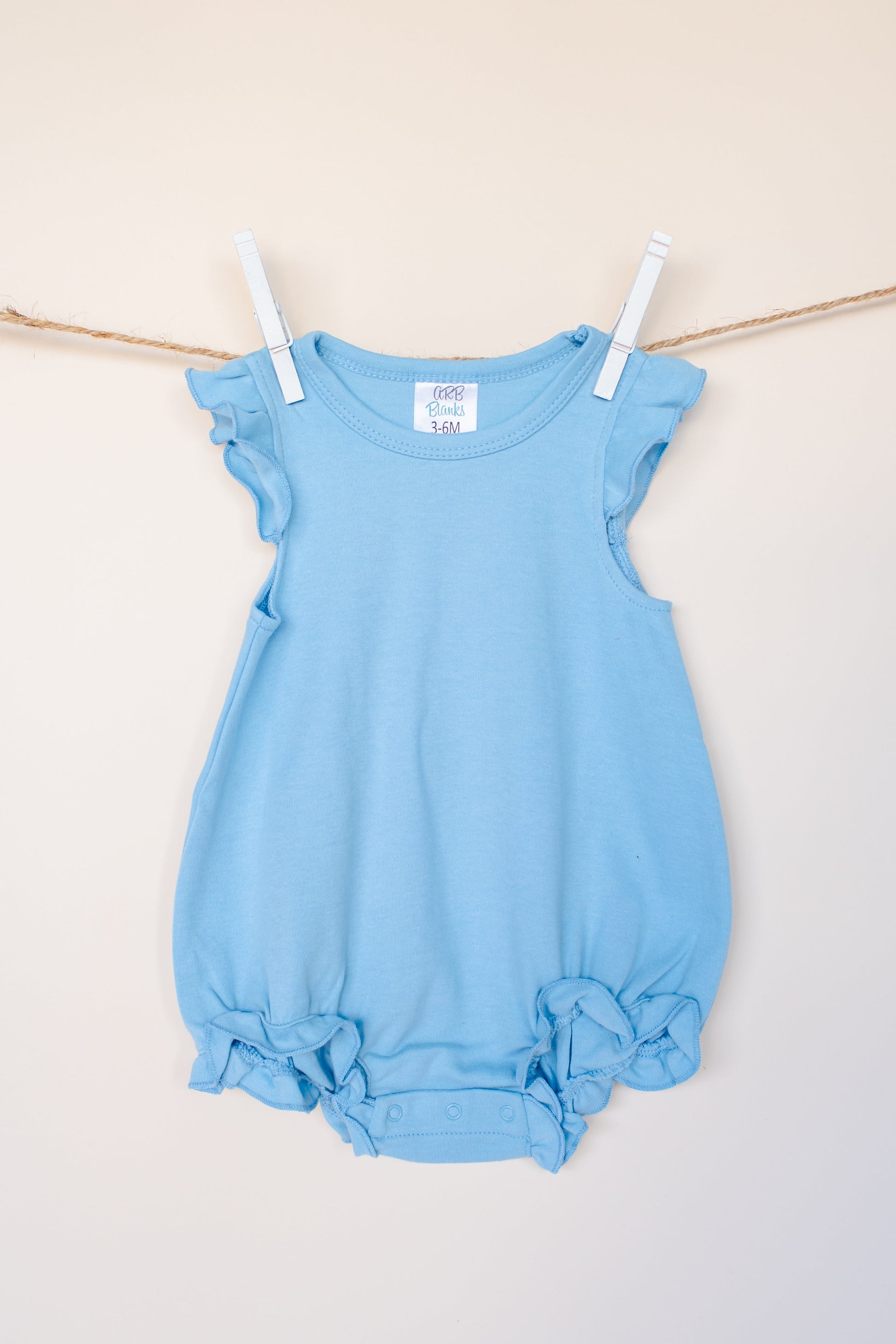 Girl’s Angel Sleeve Bubbles - Light Blue / 3-6 Month - ARB Blanks