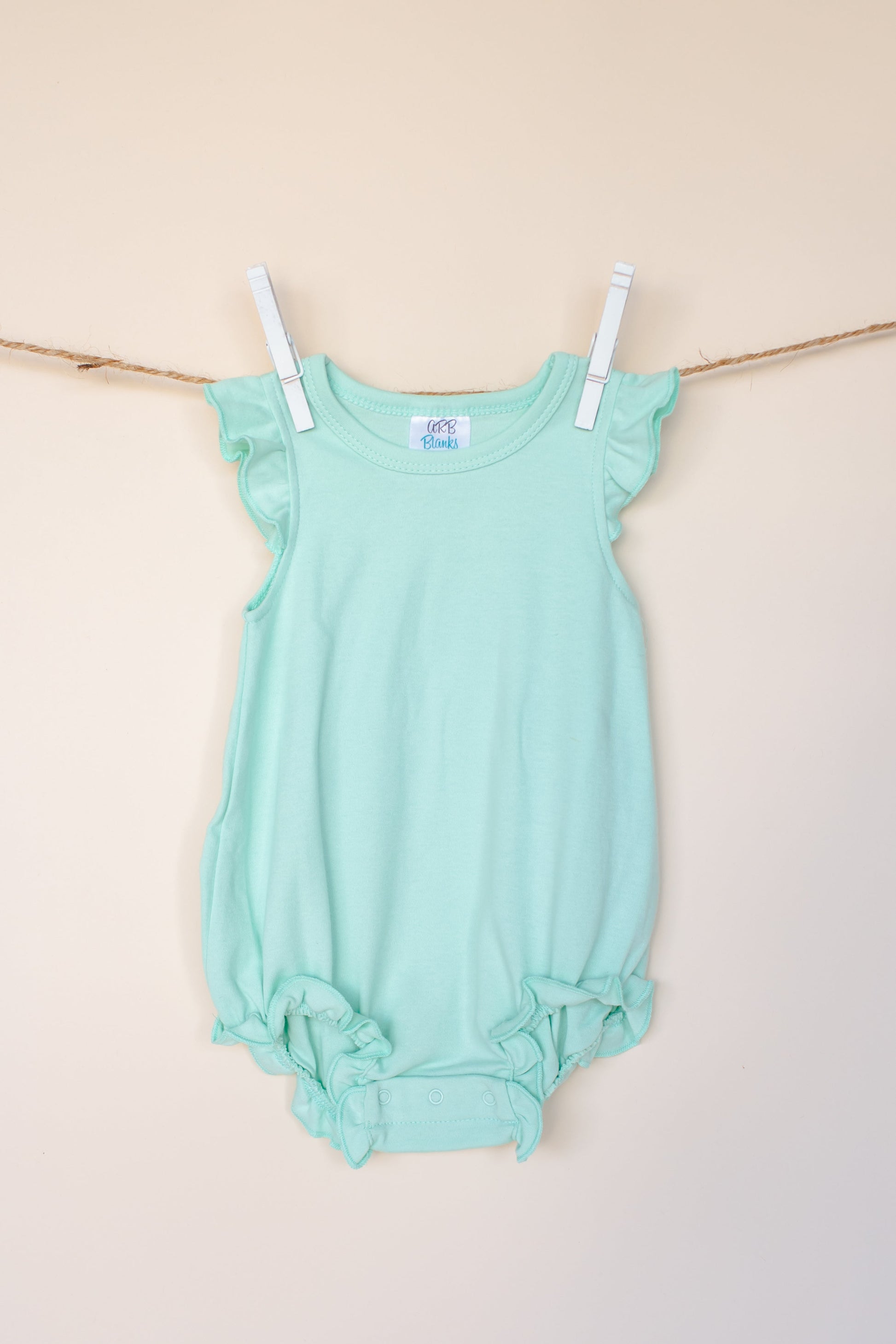 Girl’s Angel Sleeve Bubbles - Mint / 3-6 Month - ARB Blanks