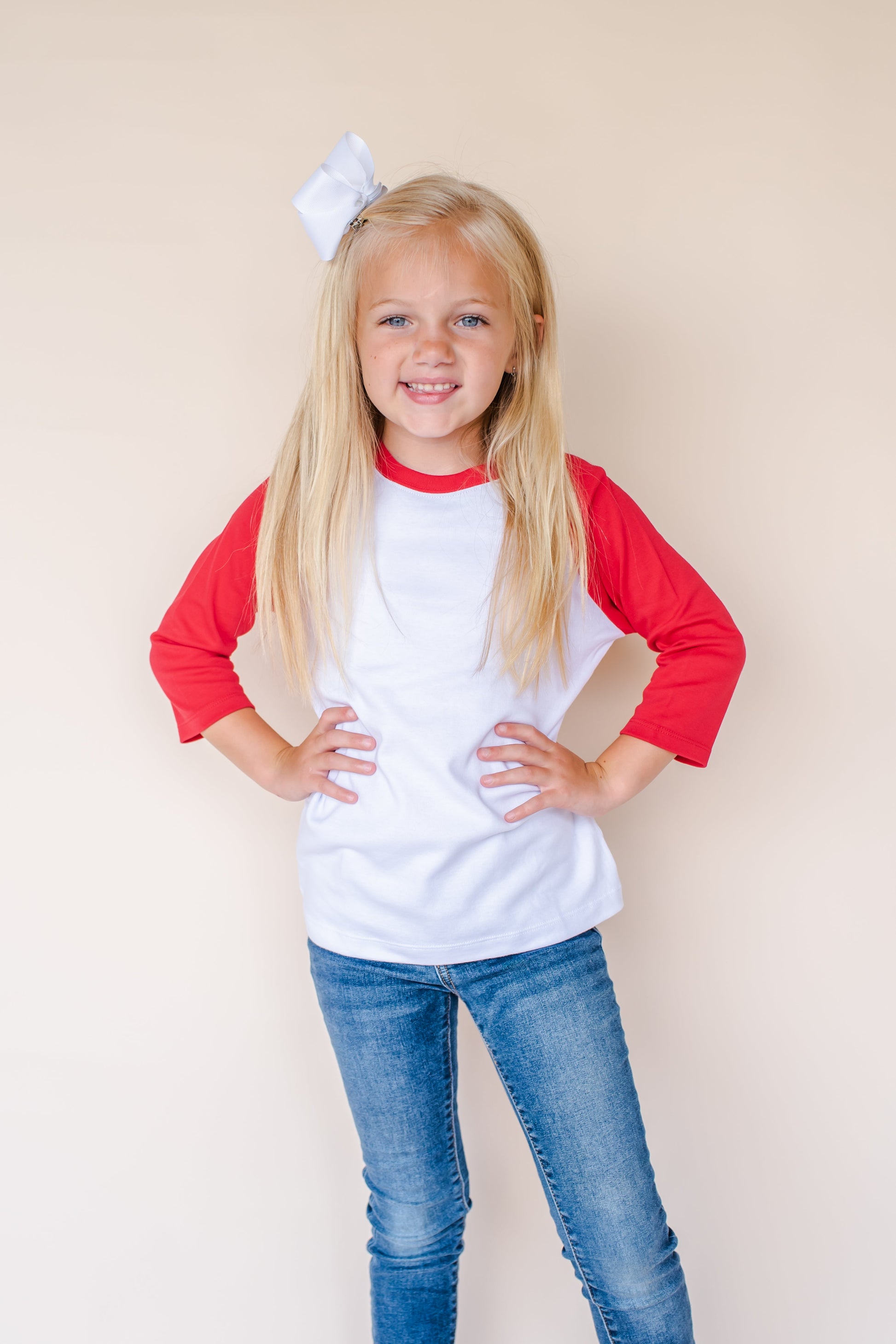 Unisex Raglan Shirt with White Body (Youth) by - Red / 6 - ARB Blanks