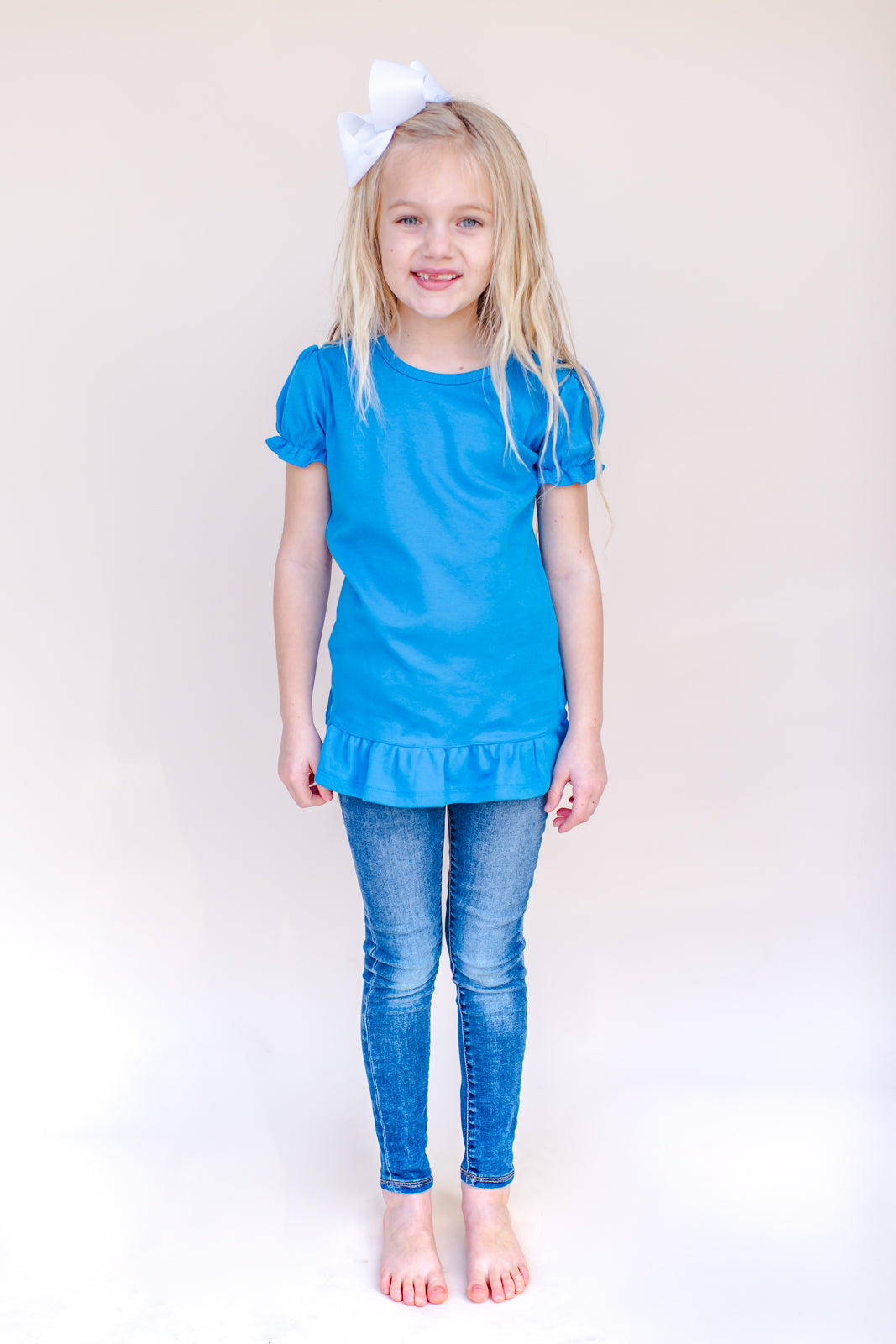 Short Sleeve Shirts - NEW COLORS! - Girl’s Short Sleeve Ruffle Shirt / Blue / 12M - ARB Blanks