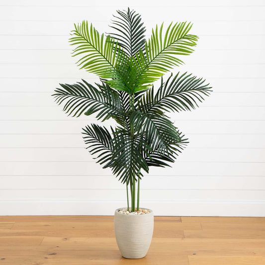 5.5’ Paradise Artificial Palm Tree in Sand Colored Planter