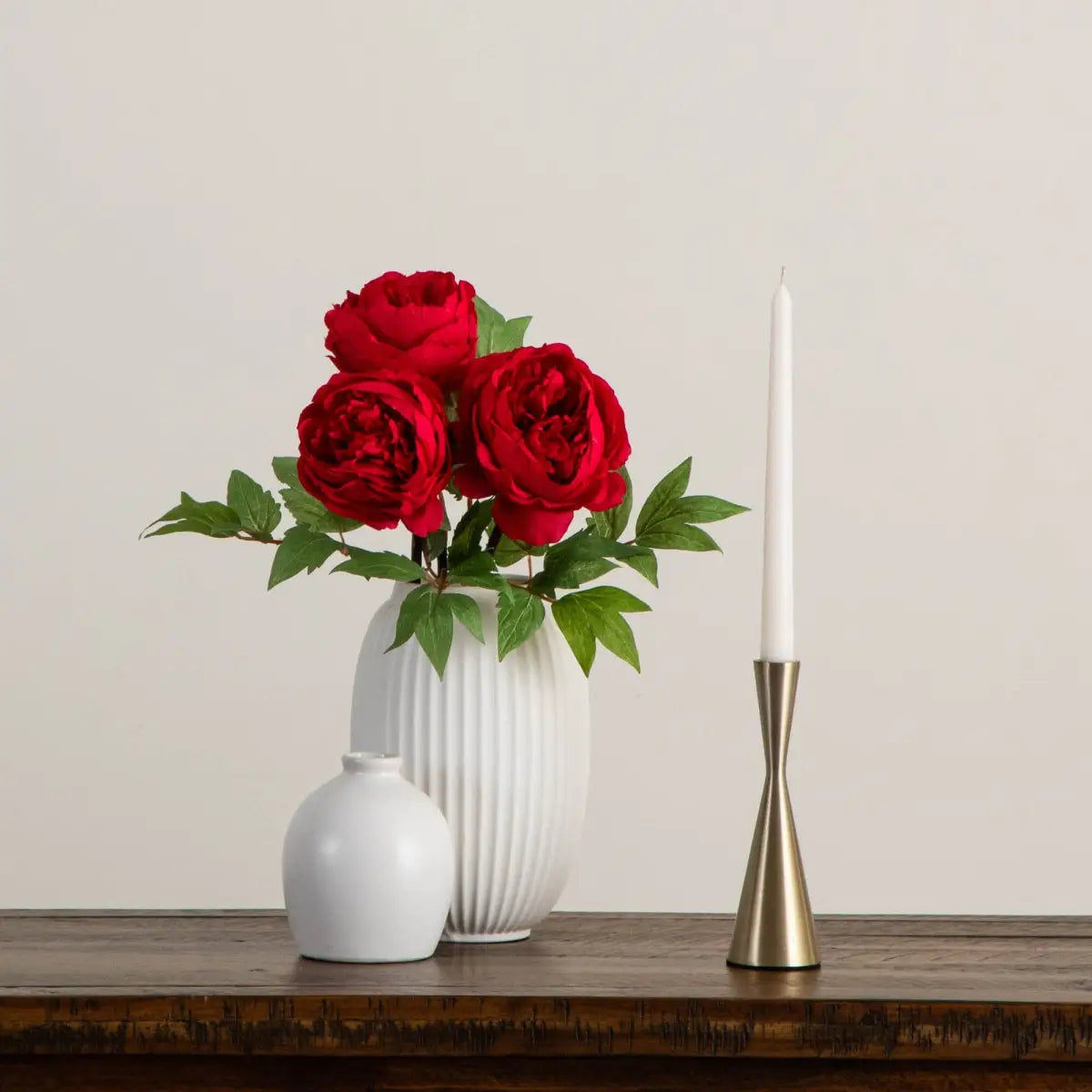 20’’Artificial Peony Flower Stems - Set of 3 - Nearly Natural