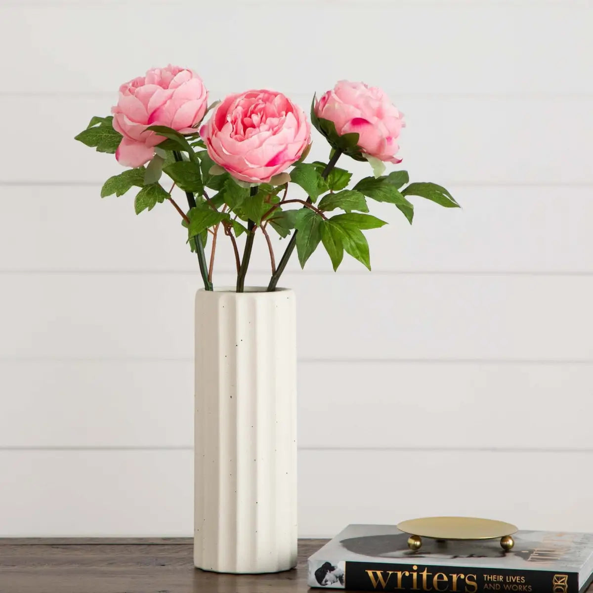 20’’Artificial Peony Flower Stems - Set of 3 - Nearly Natural