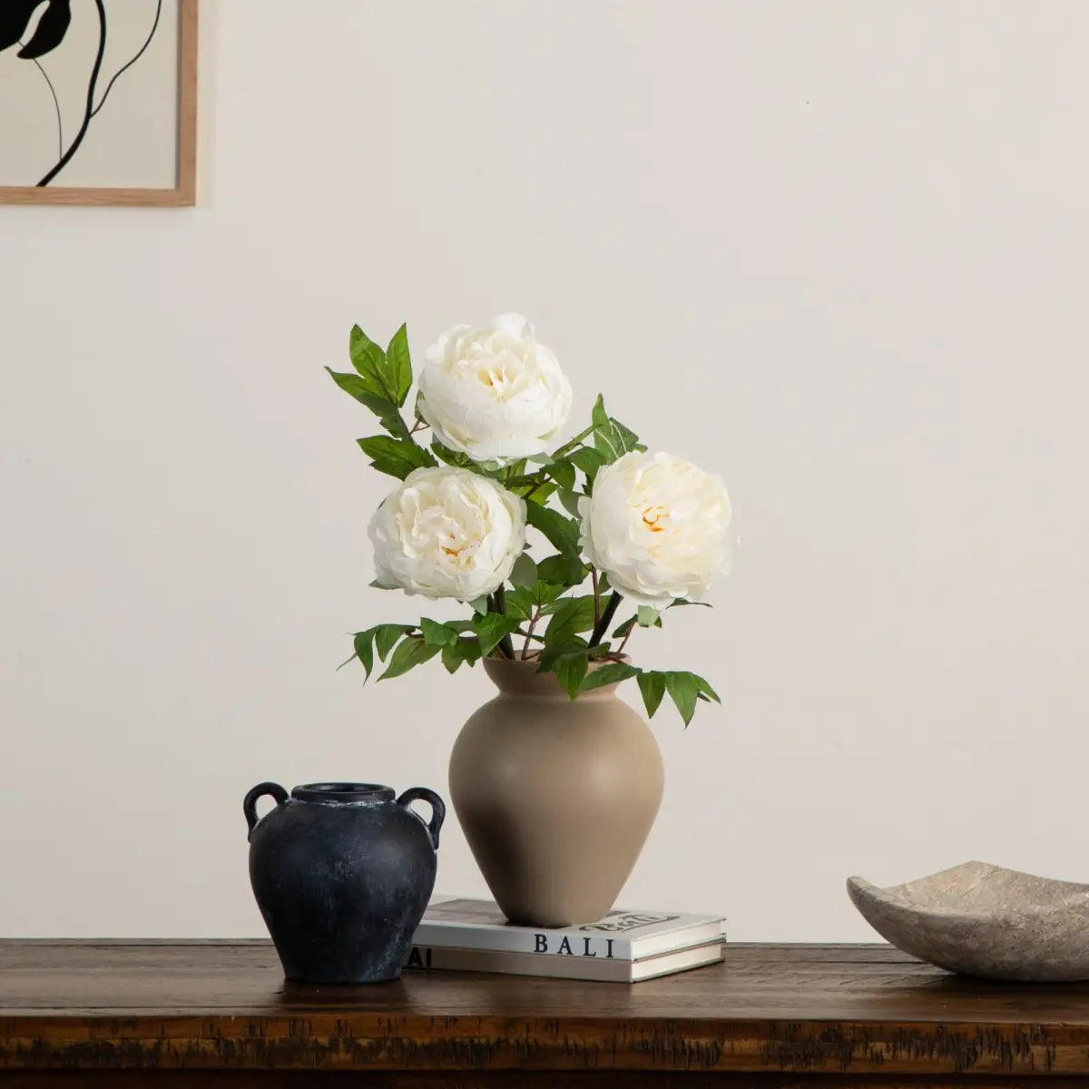 20’’Artificial Peony Flower Stems - Set of 3 - Nearly Natural