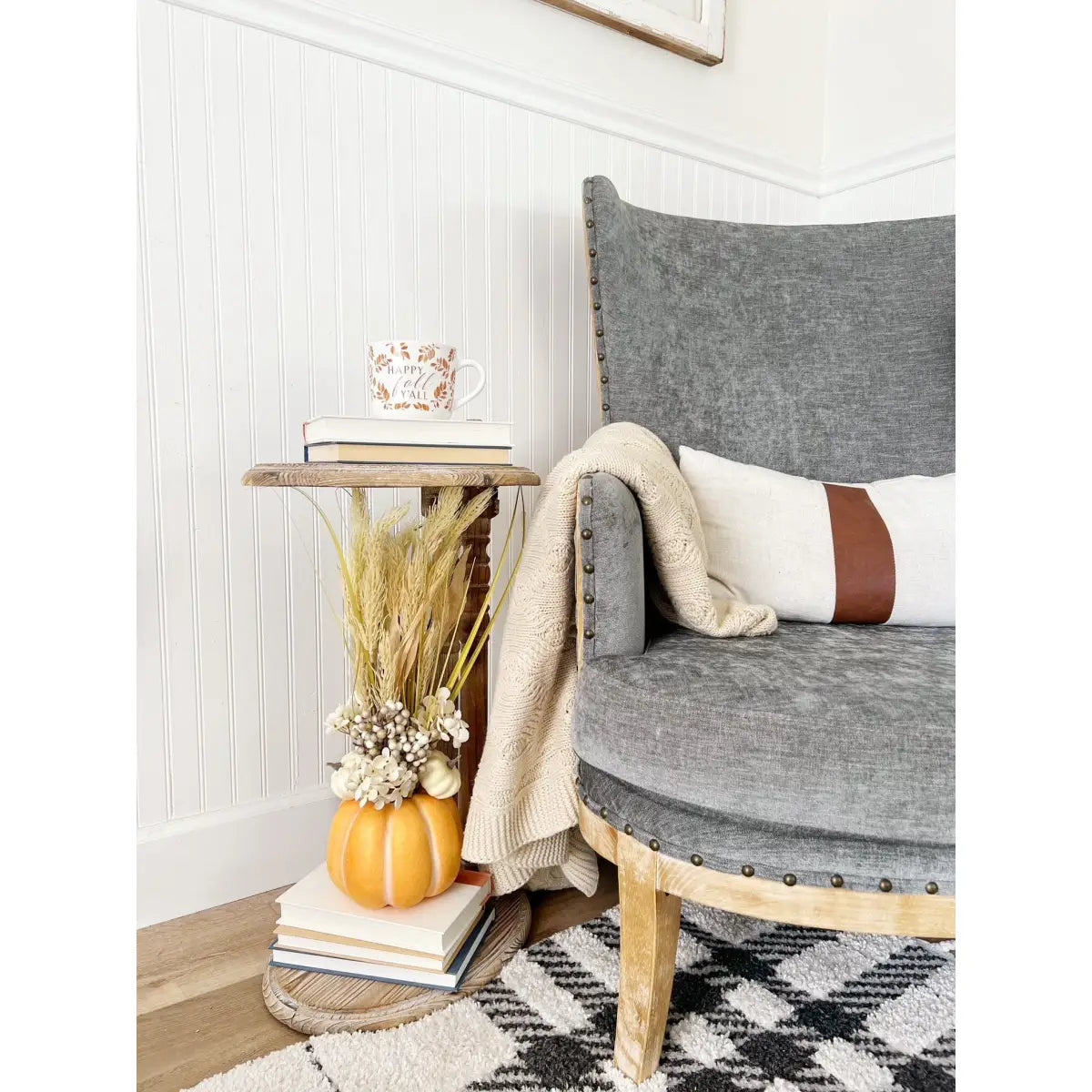 21” Autumn Dried Wheat and Pumpkin Artificial Fall Arrangement in Decorative Pumpkin Vase - Nearly Natural