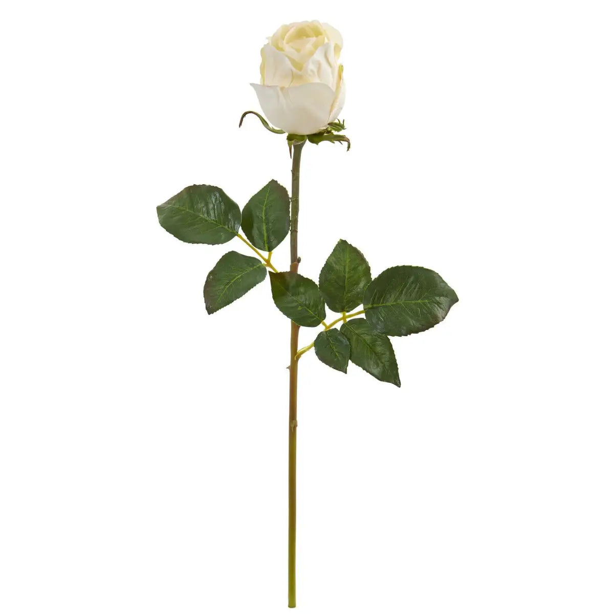 21” Rose Bud Artificial Flower (Set of 6) - Peach-White - Nearly Natural