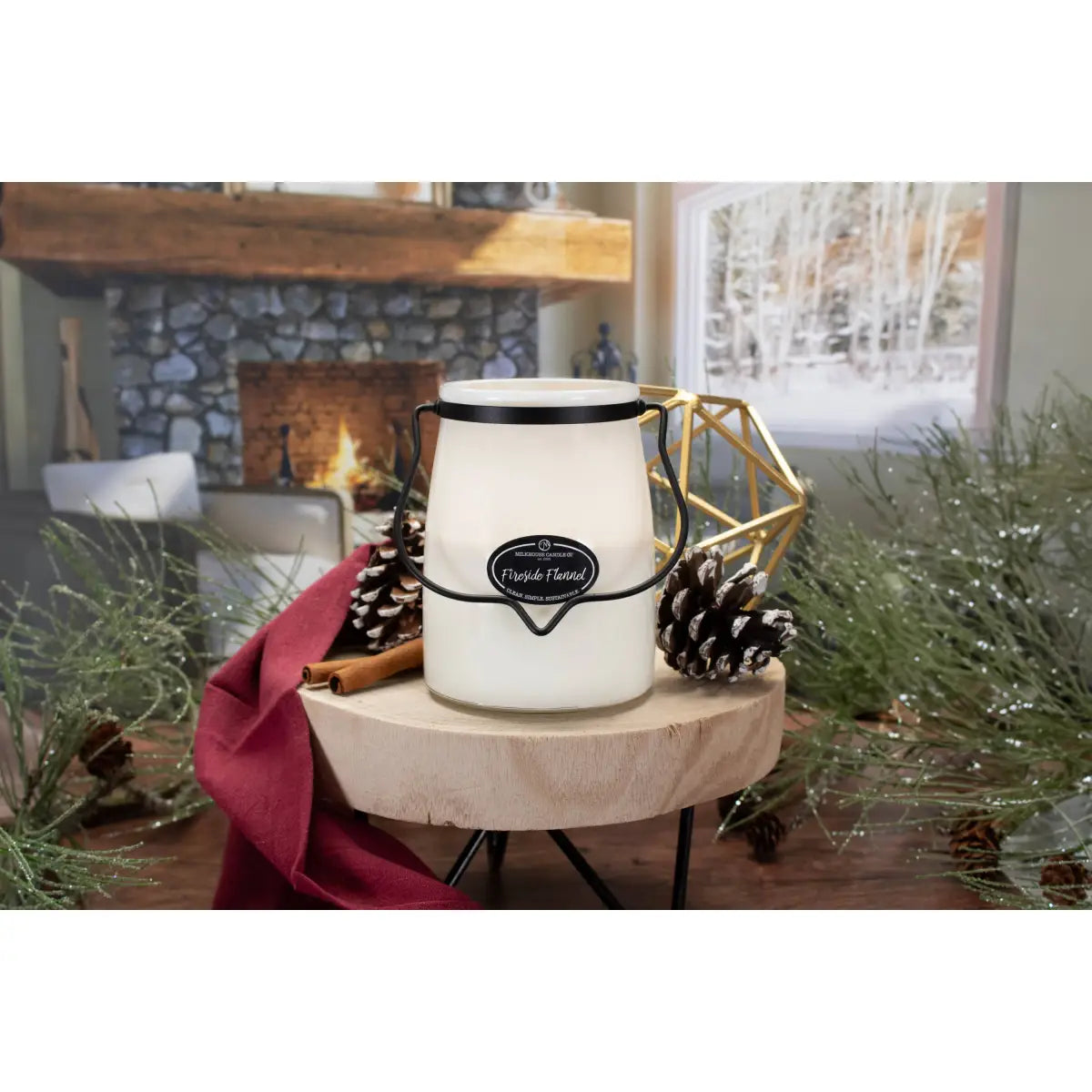 22 oz Butter Jar Candle: Fireside Flannel - Milkhouse Candle Company