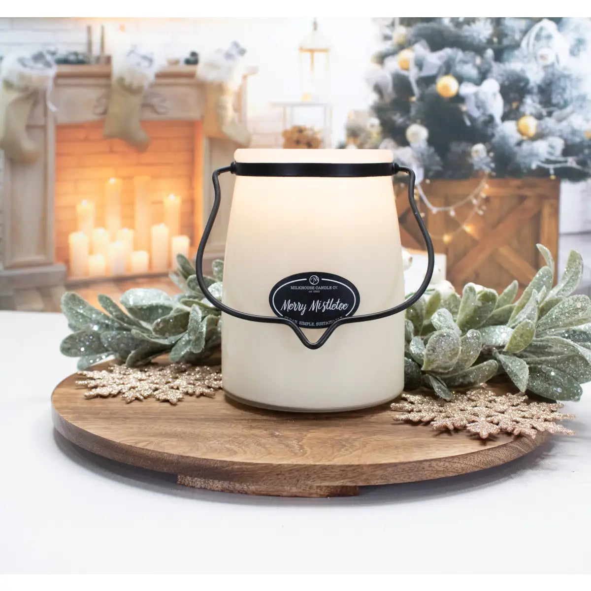 22 oz Butter Jar Candle: Merry Mistletoe - Milkhouse Candle Company