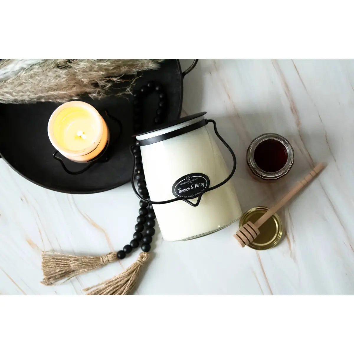 22 oz Butter Jar Candle: Tobacco & Honey - Milkhouse Candle Company