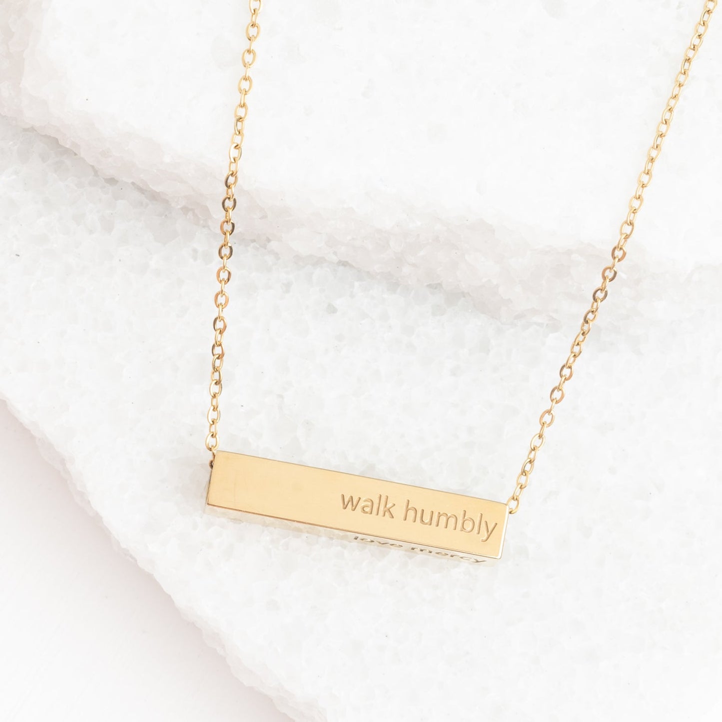 Walk Humbly Bar Necklace