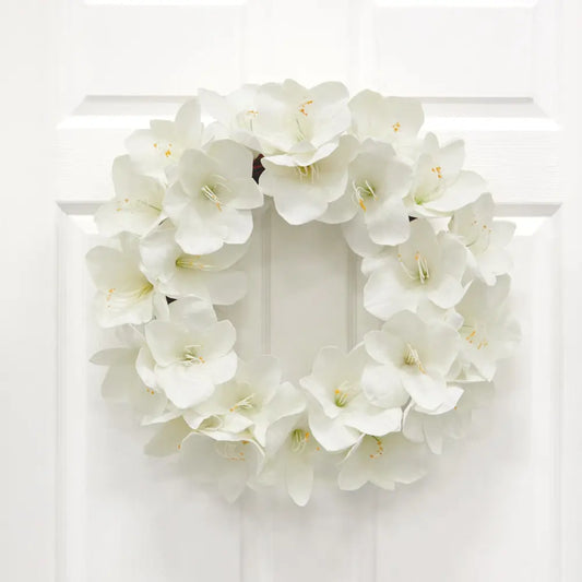 24” Amaryllis Artificial Wreath - Nearly Natural