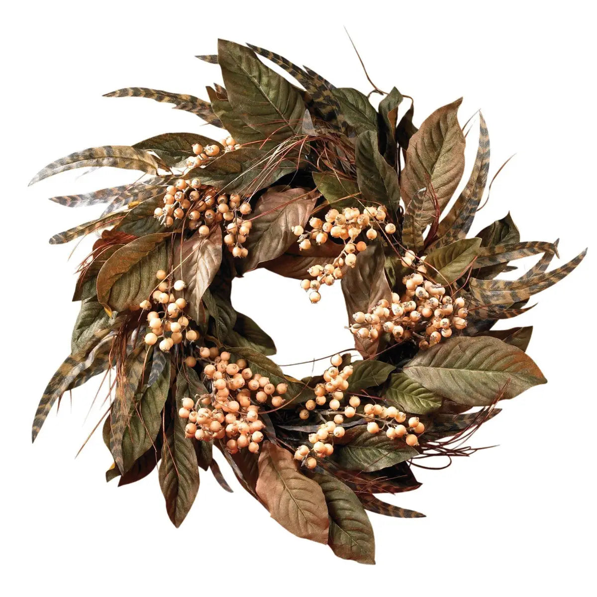 24’’ Autumn Leaves and Berry Wreath - Nearly Natural