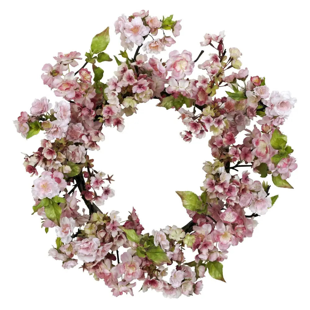 24’’ Cherry Blossom Wreath - Nearly Natural