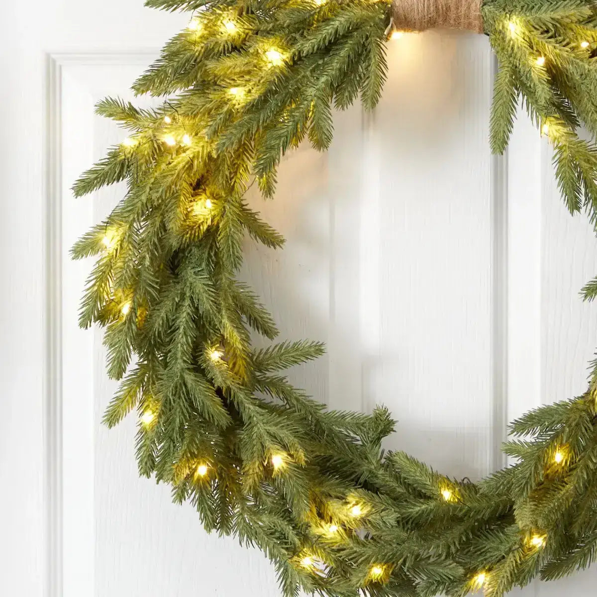 24’’ Holiday Christmas Pre-Lit Cascading Pine Wreath - Nearly Natural
