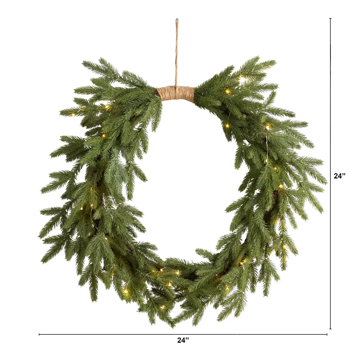 24’’ Holiday Christmas Pre-Lit Cascading Pine Wreath - Nearly Natural