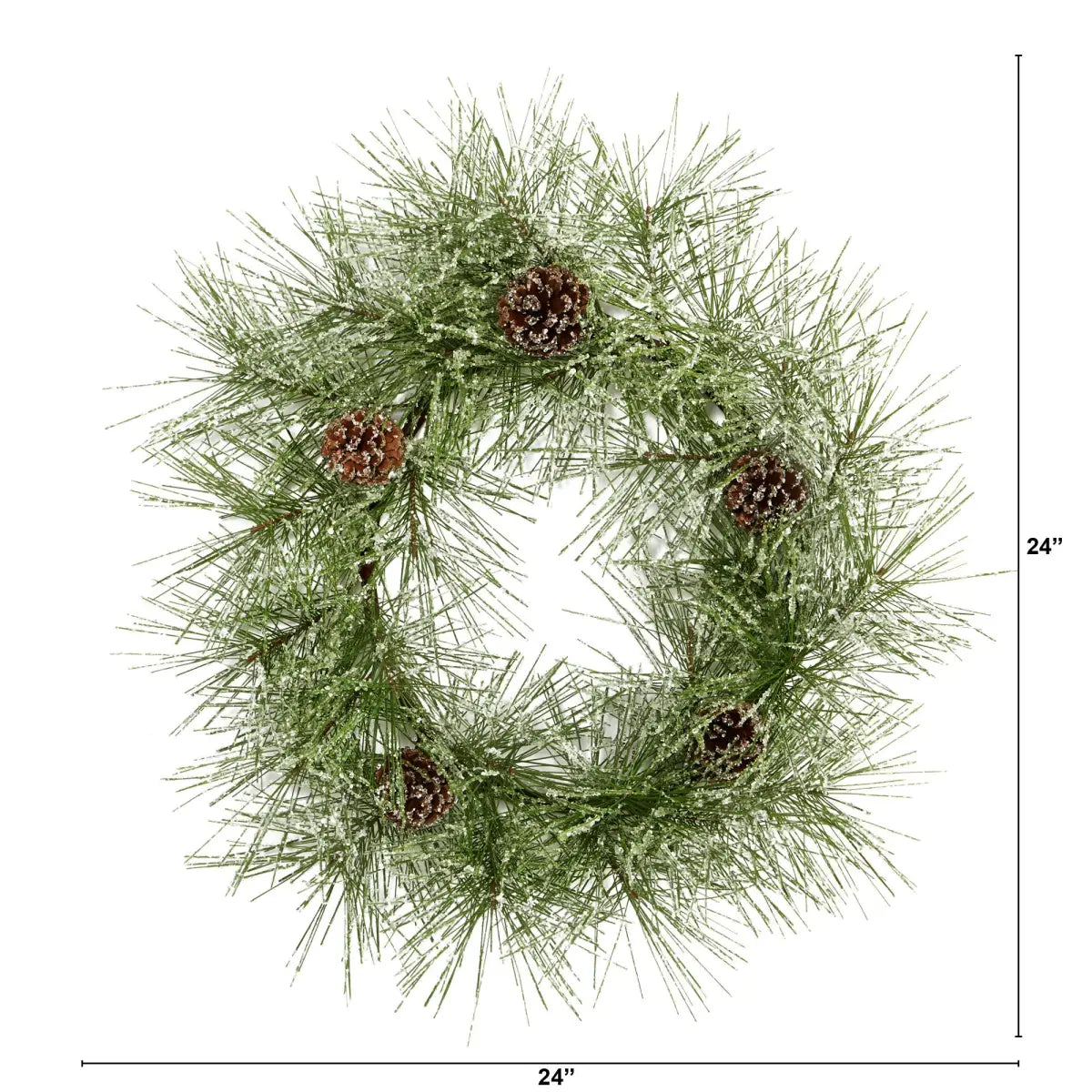 24” Iced Pine Artificial Wreath with Pine Cones - Nearly Natural