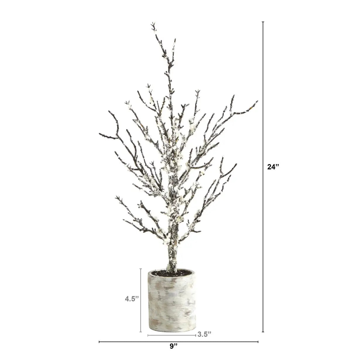 24” Snowed Twig Artificial Christmas Tree in Decorative Planter - Nearly Natural