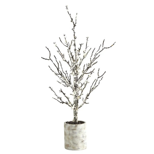 24” Snowed Twig Artificial Christmas Tree in Decorative Planter - Nearly Natural